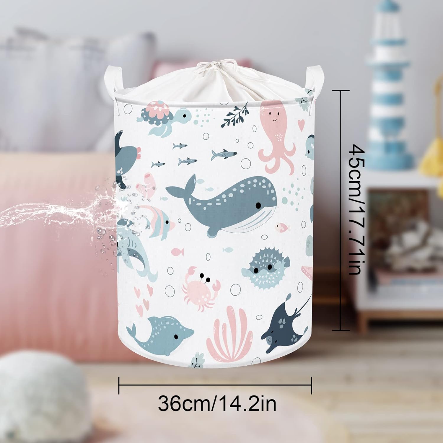 Clastyle Marine Animal Laundry Basket with Lid Perfect for Kids