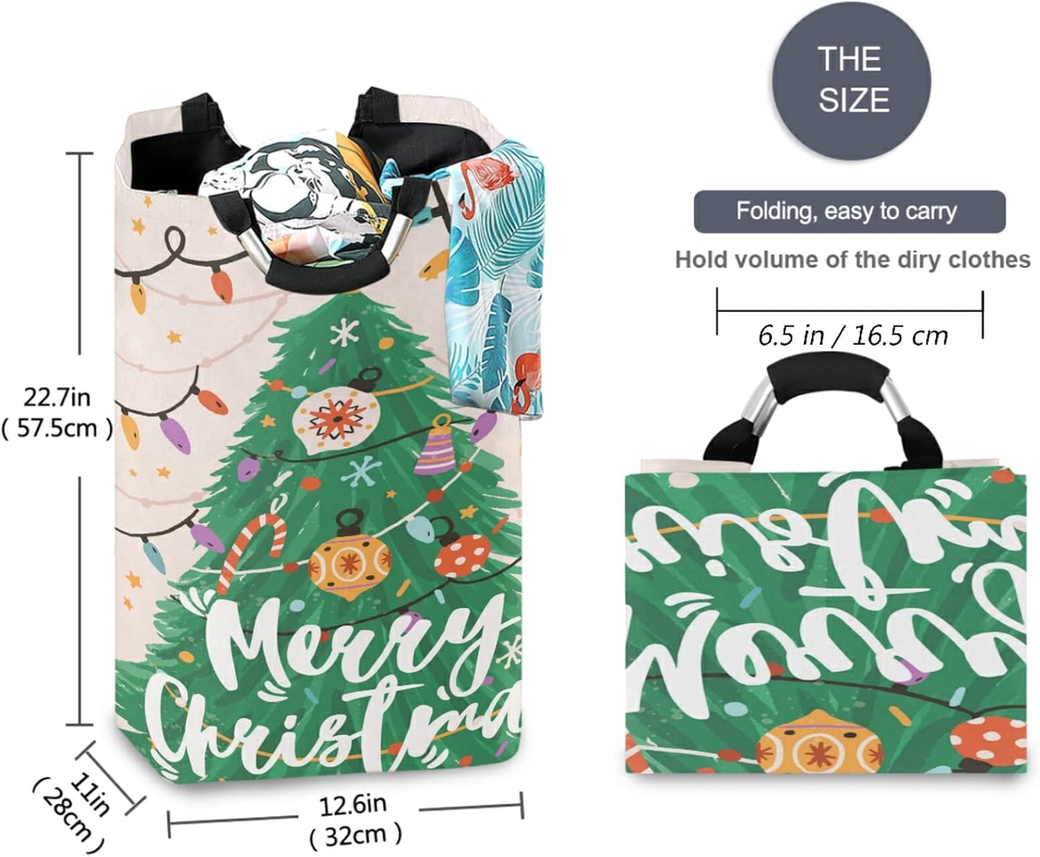 Merry Christmas Water-Resistant Oxford Cloth Storage Baskets