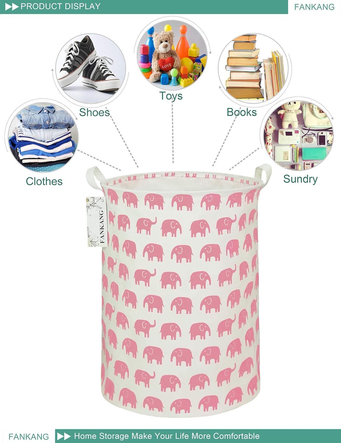 FANKANG Storage Basket Pink Elephant