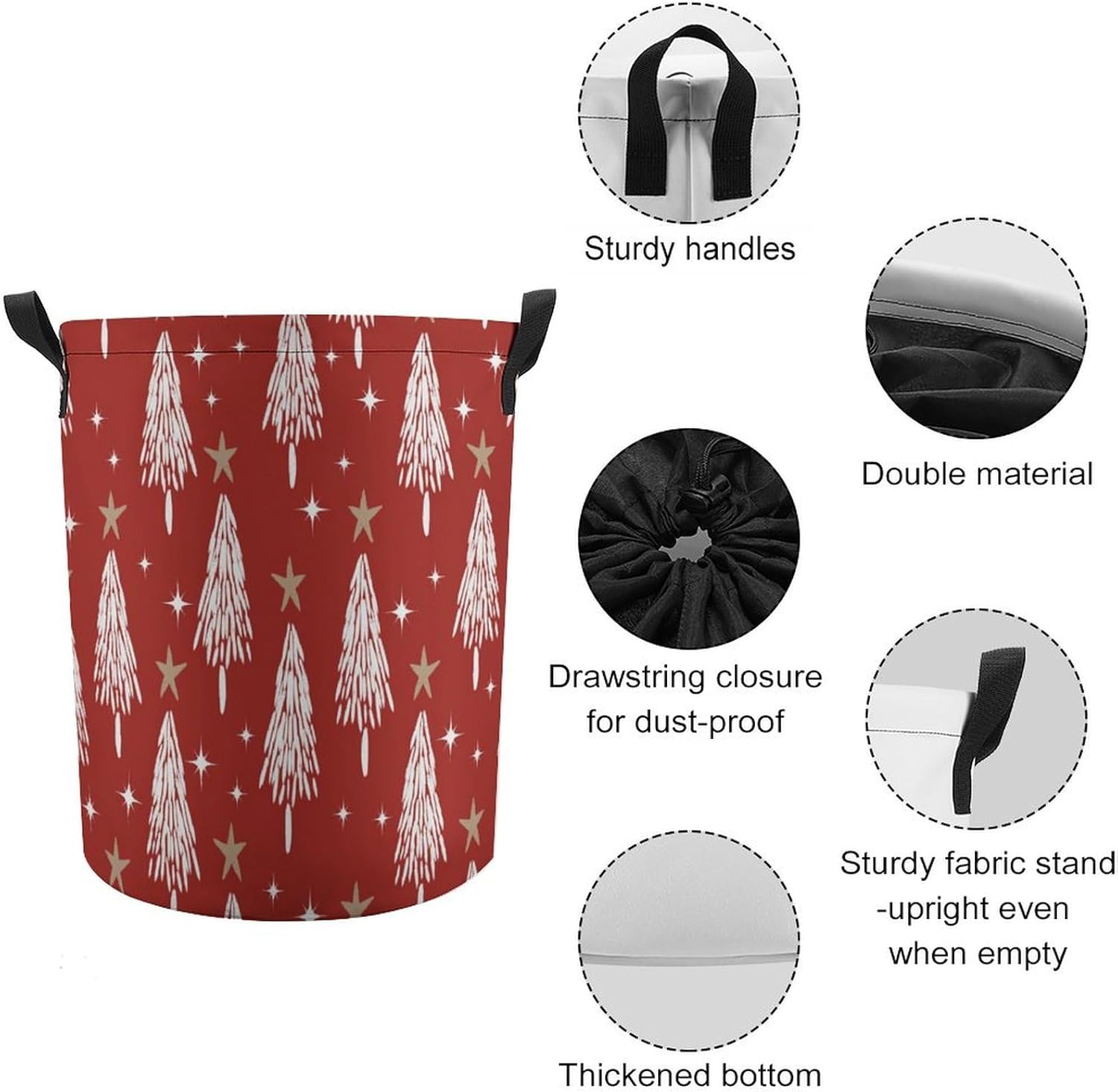 Red Christmas Trees Collapsible Star Laundry Hamper