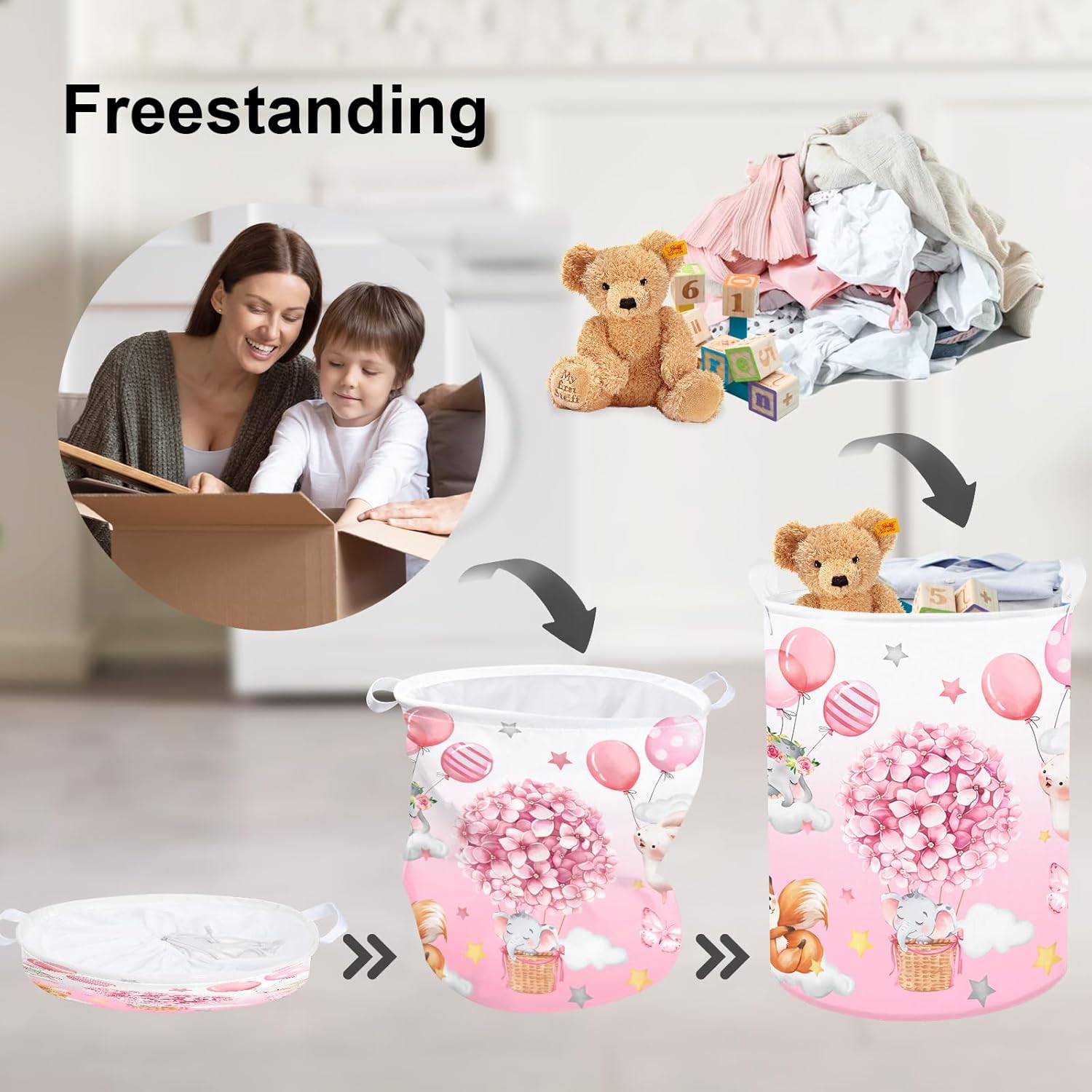 Clastyle 45L Hot Air Balloon Animal Laundry Basket