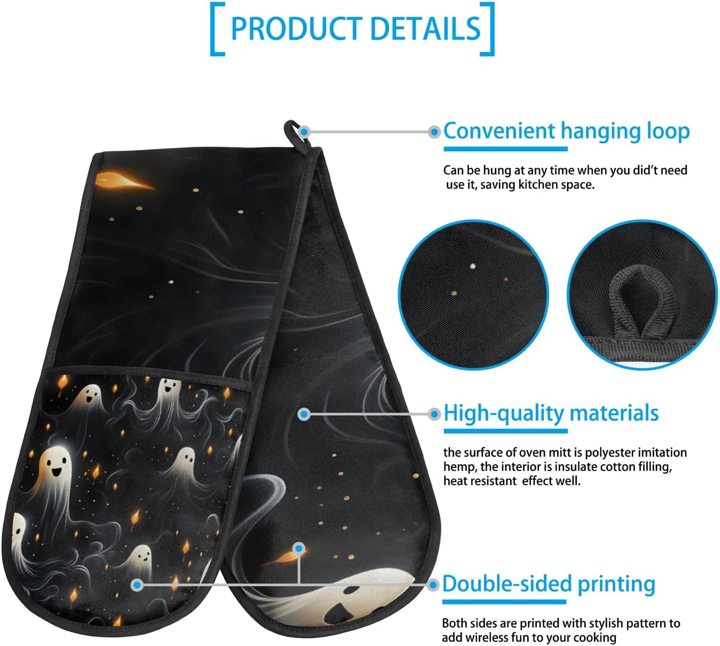 Halloween Spooky Double Oven Mitt Heat-Resistant for Baking and Cooking
