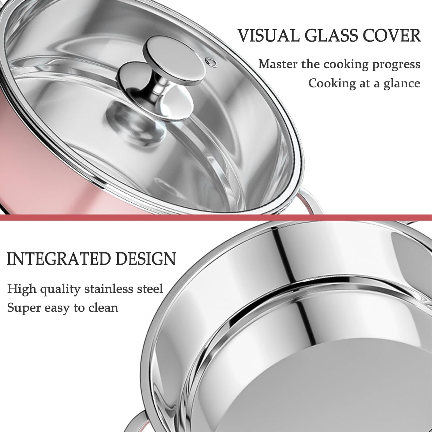 108-inch Dual-Handle Nonstick Stainless Steel Stock Pot with Visual Glass Cover