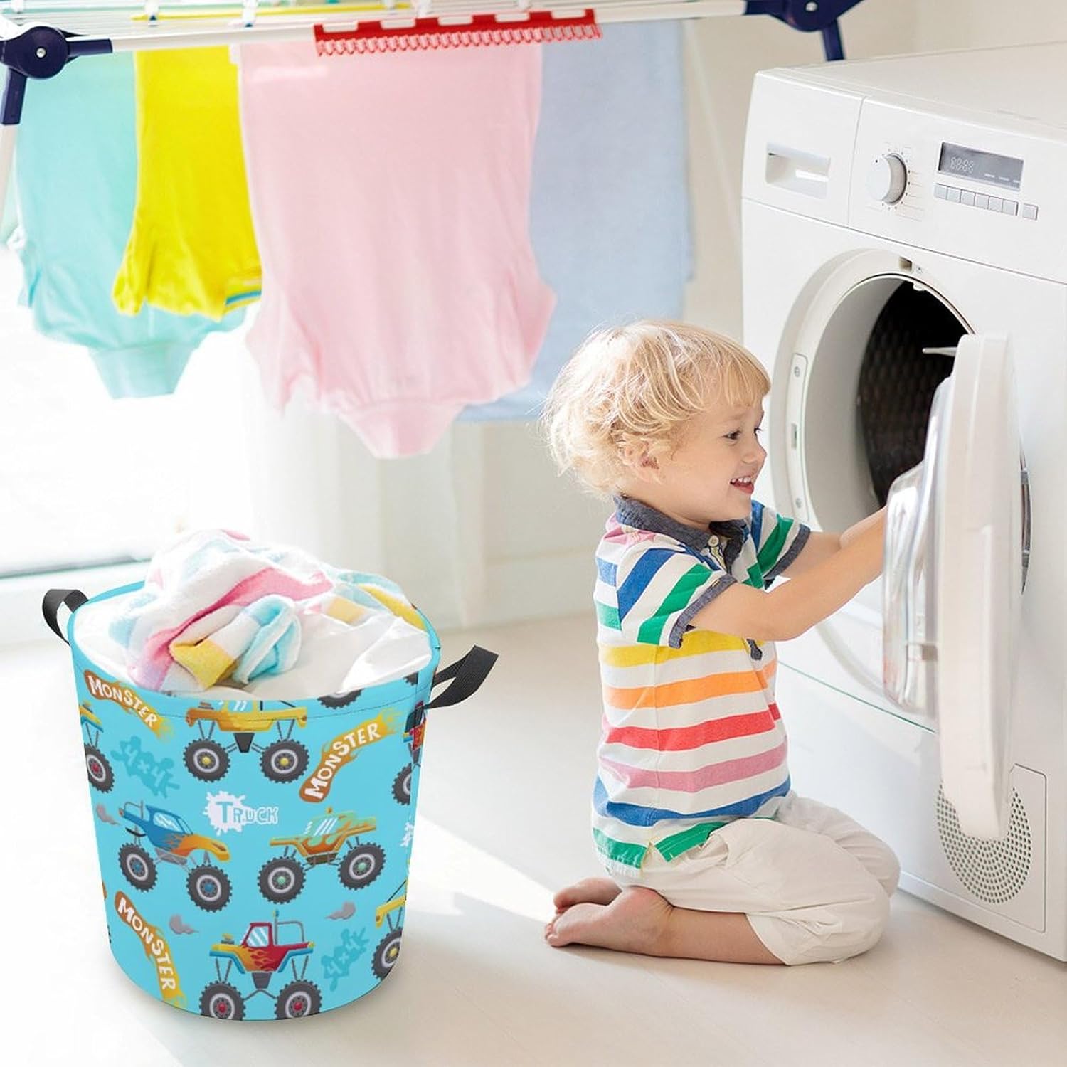 MEIKKOMonster Truck Cartoon Laundry Basket