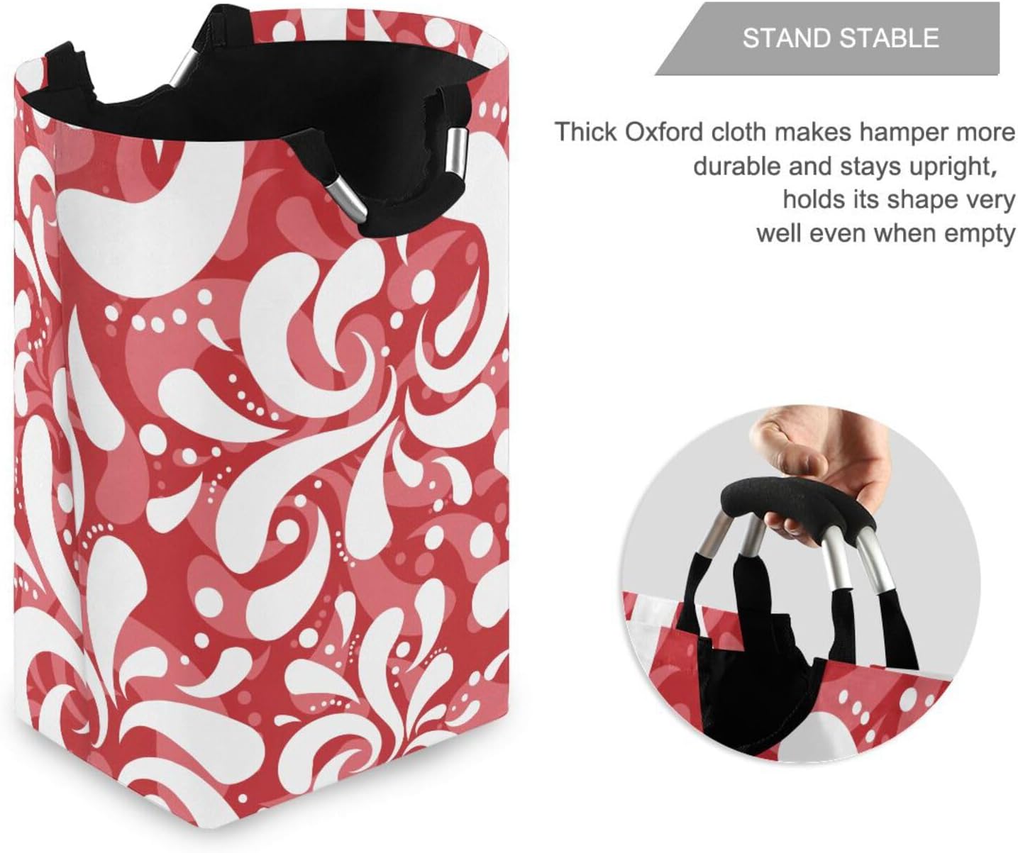Retro Red Oriental Floral Clothes Hamper - Collapse Waterproof Laundry Organizer