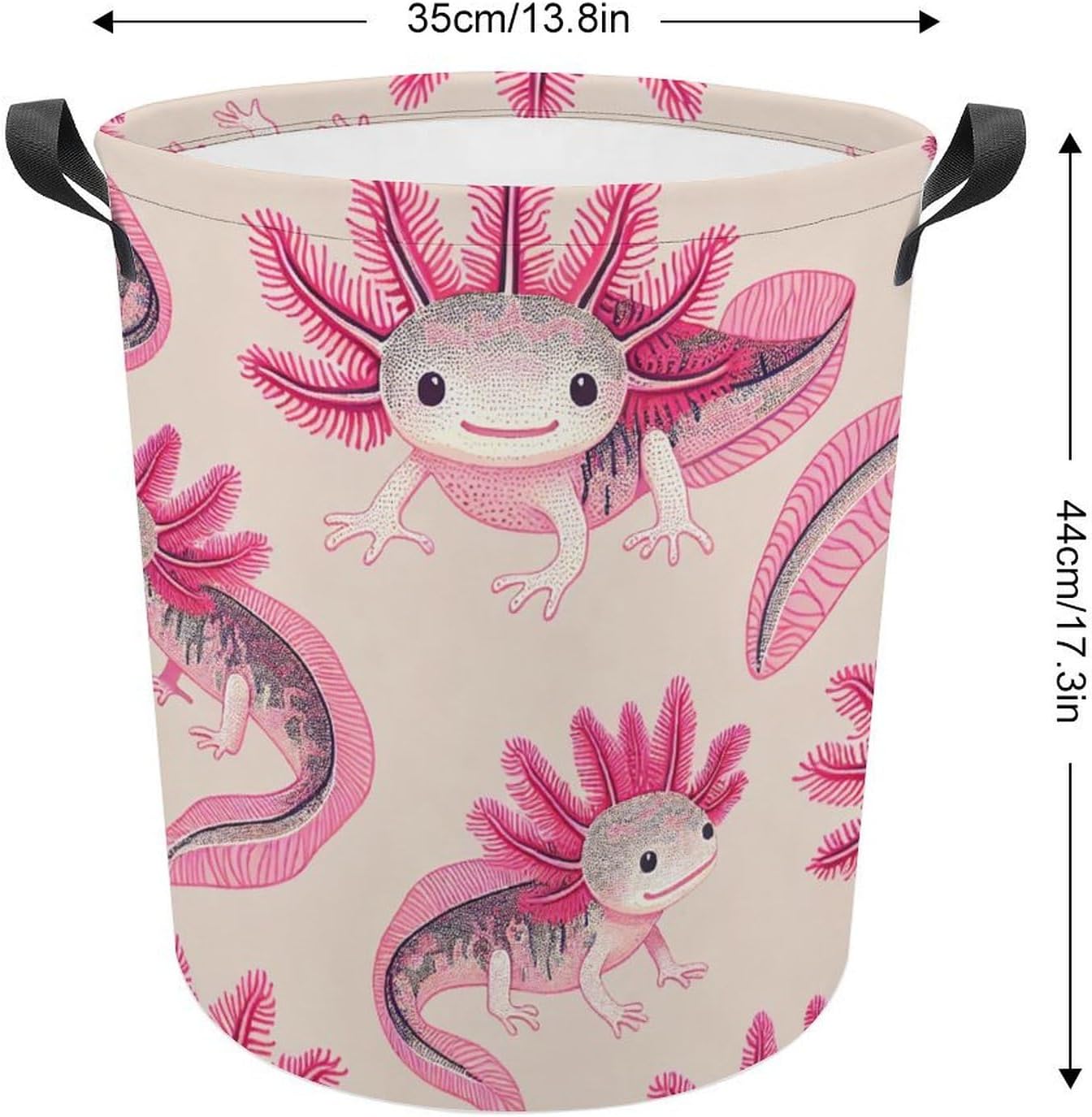 MeikoKClosure Cartoon Axolotl Pink 173x138 Water Resistant Laundry Hamper
