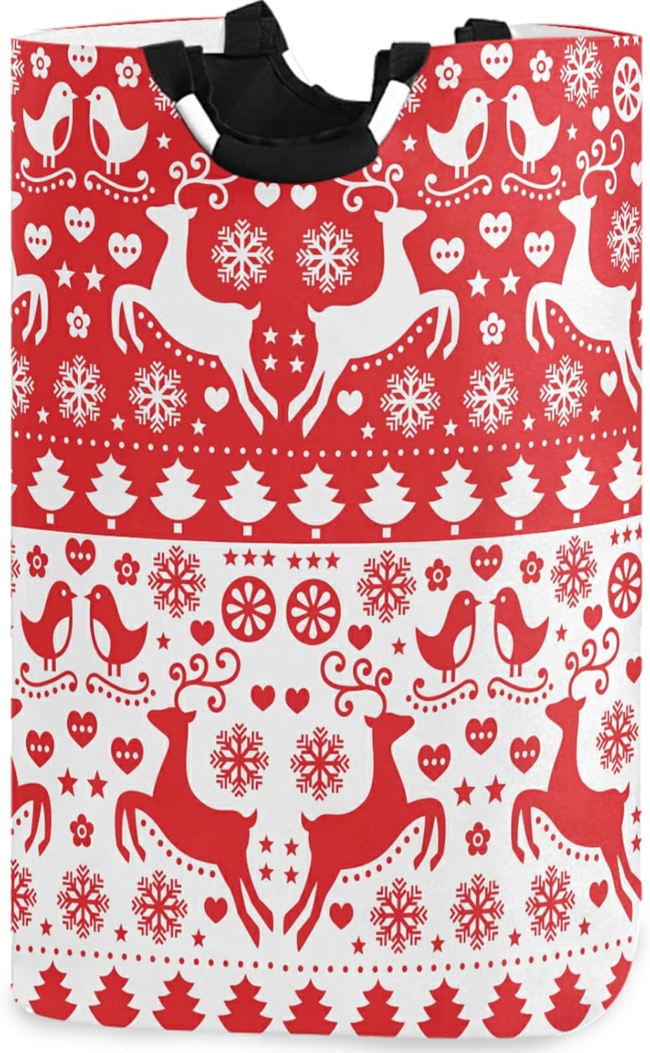 Visesunny Christmasred Reindeer Puzzle Water-Resistant Laundry Hamper Basket