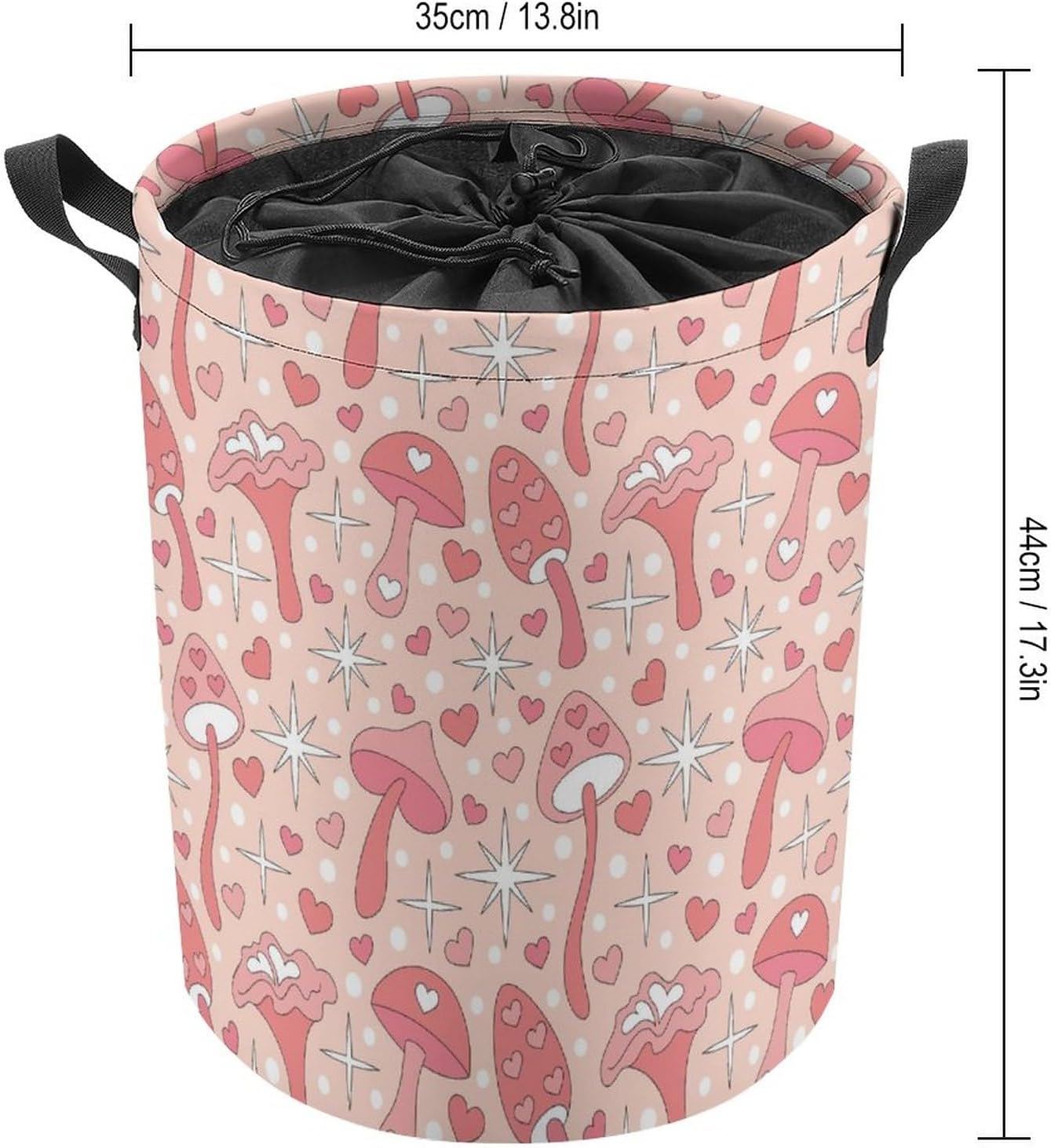 MEIKKO Vintage Pink Mushroom Laundry Basket - Retro Design Waterproof Collapsible Storage Solutions