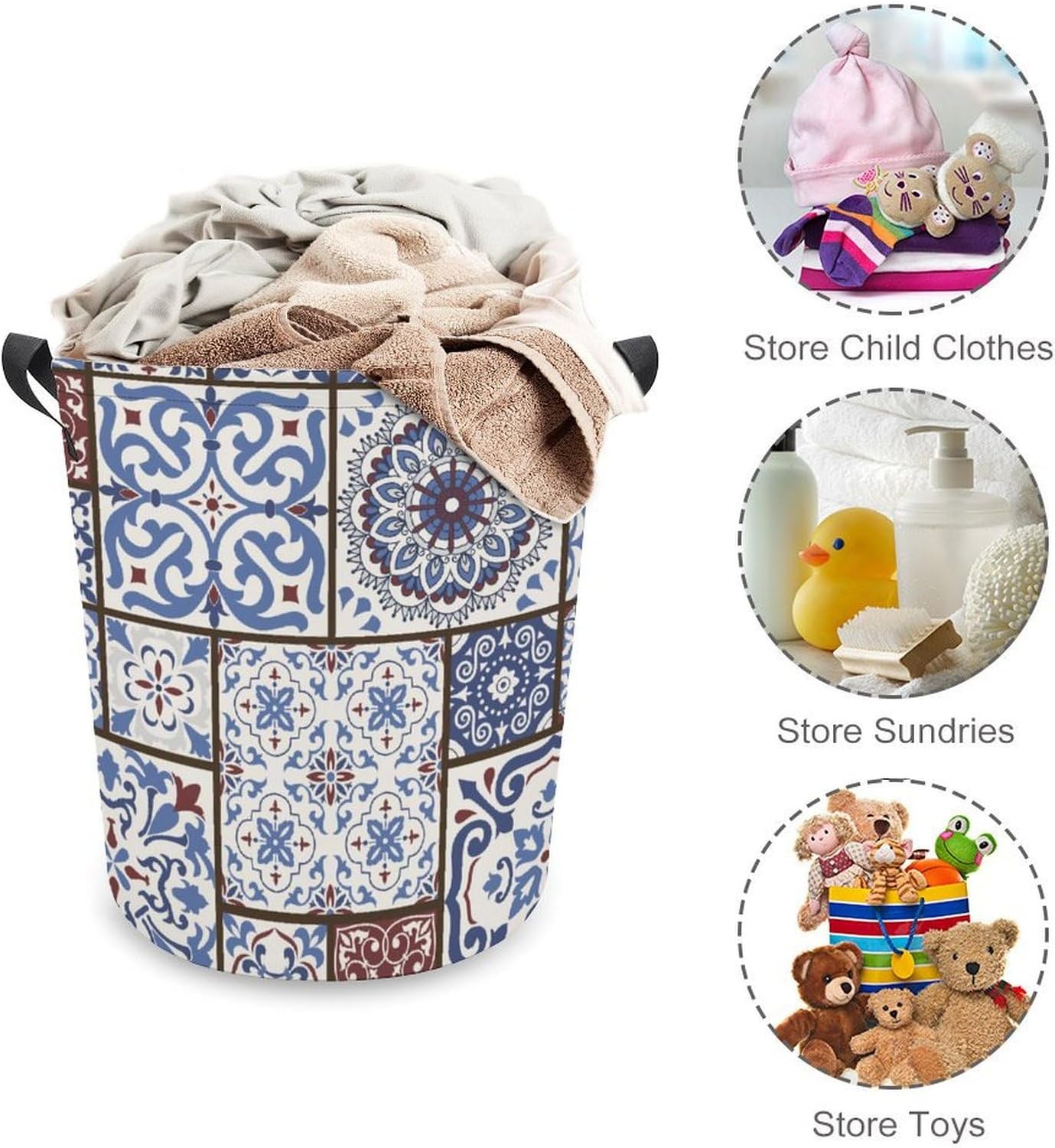 MEIKKO Tile Talavera Style Laundry Hamper