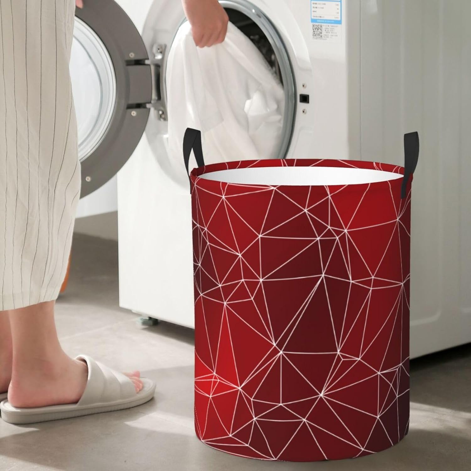 Sturdy Water-Resistant Geometric Laundry Basket with Handle