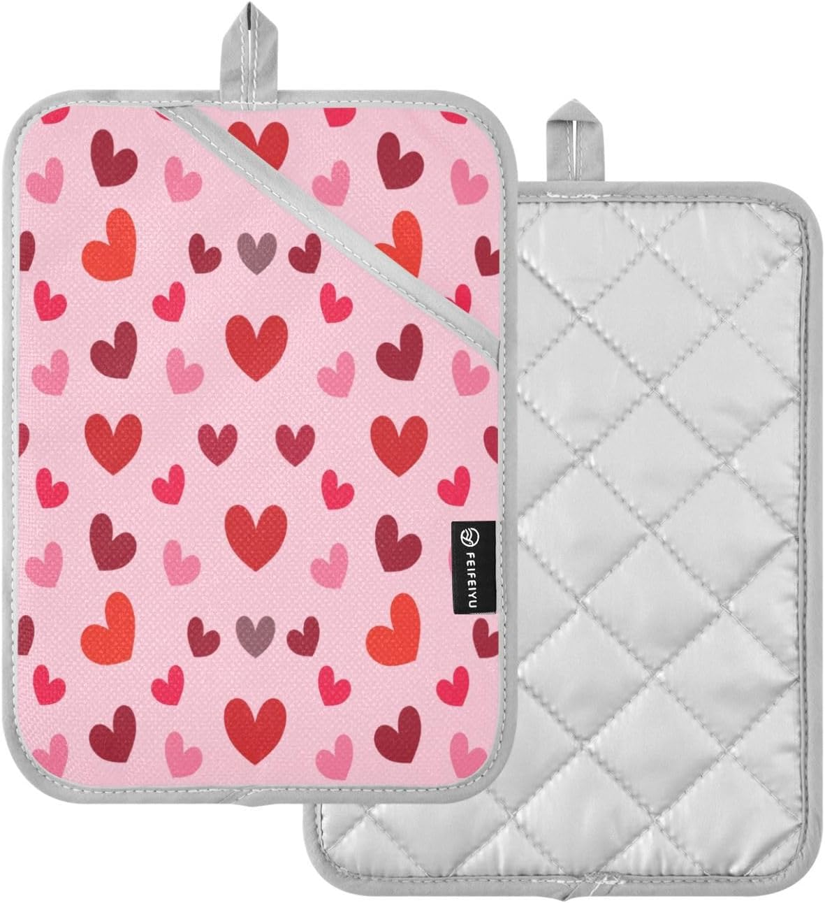 Kcldeci Cute Hearts 2-Pack Heat-Resistant Potholders