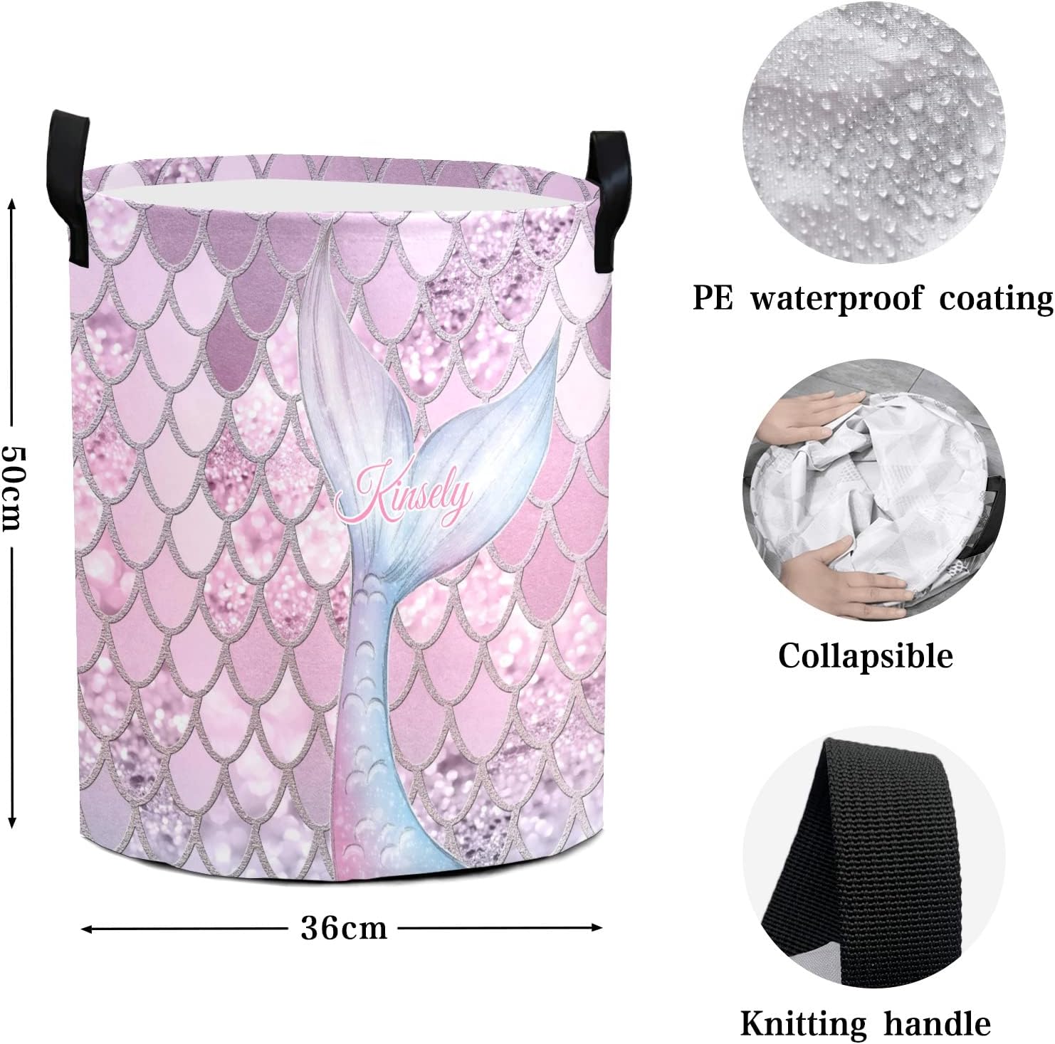 Mermaid Glitter Scales Personalized Laundry Basket