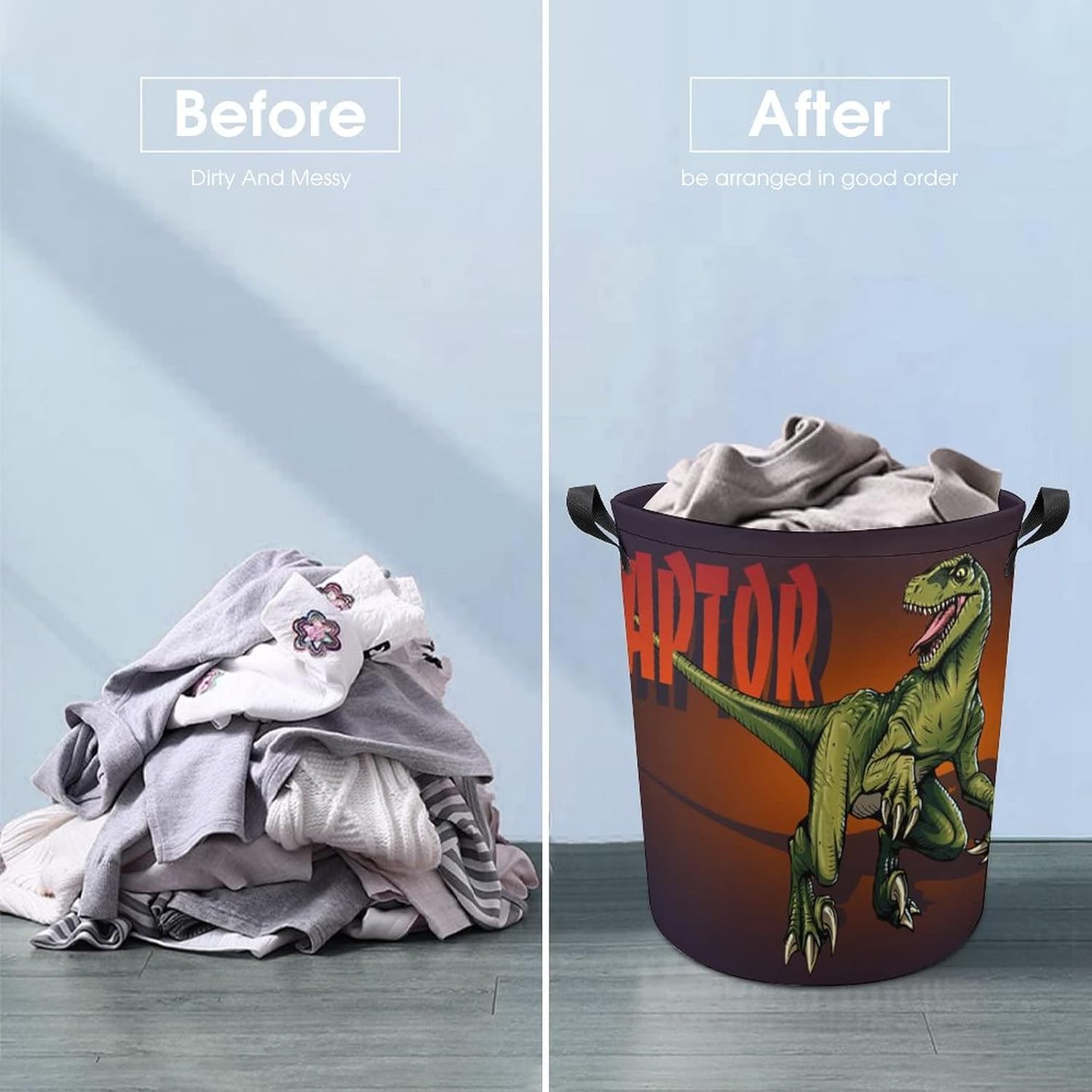 MEIKKO Velociraptor Dinosaur Kids Storage Bag Collapsible Waterproof Easy to Carry