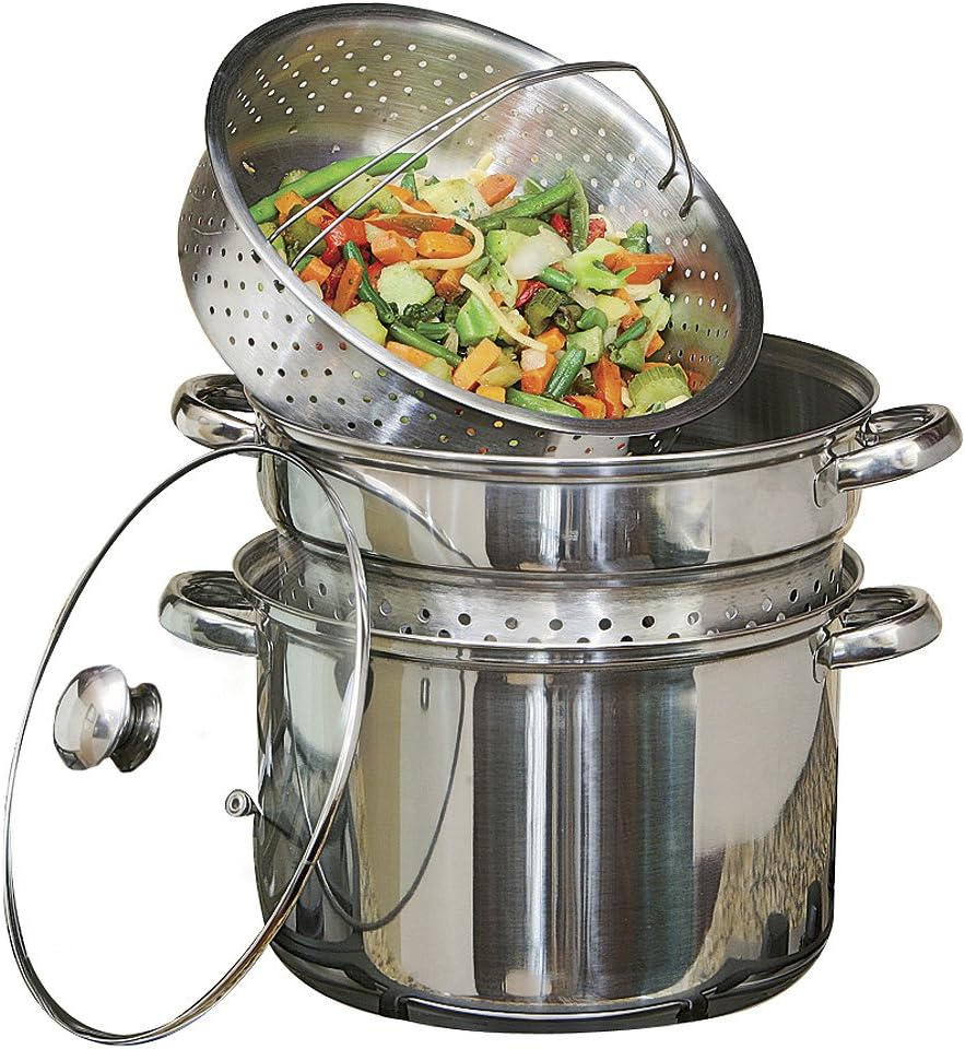 EXCELSTEEL 8 QT 4 Piece Stainless Steel Multi-Cooker