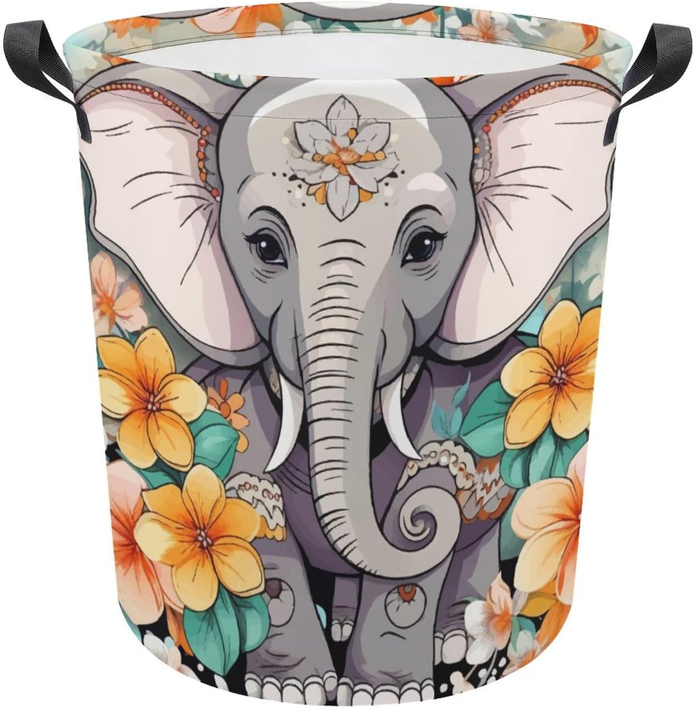 Waterproof Cartoon Elephant Laundry Hamper Cute Storage Basket for Home Kitchen