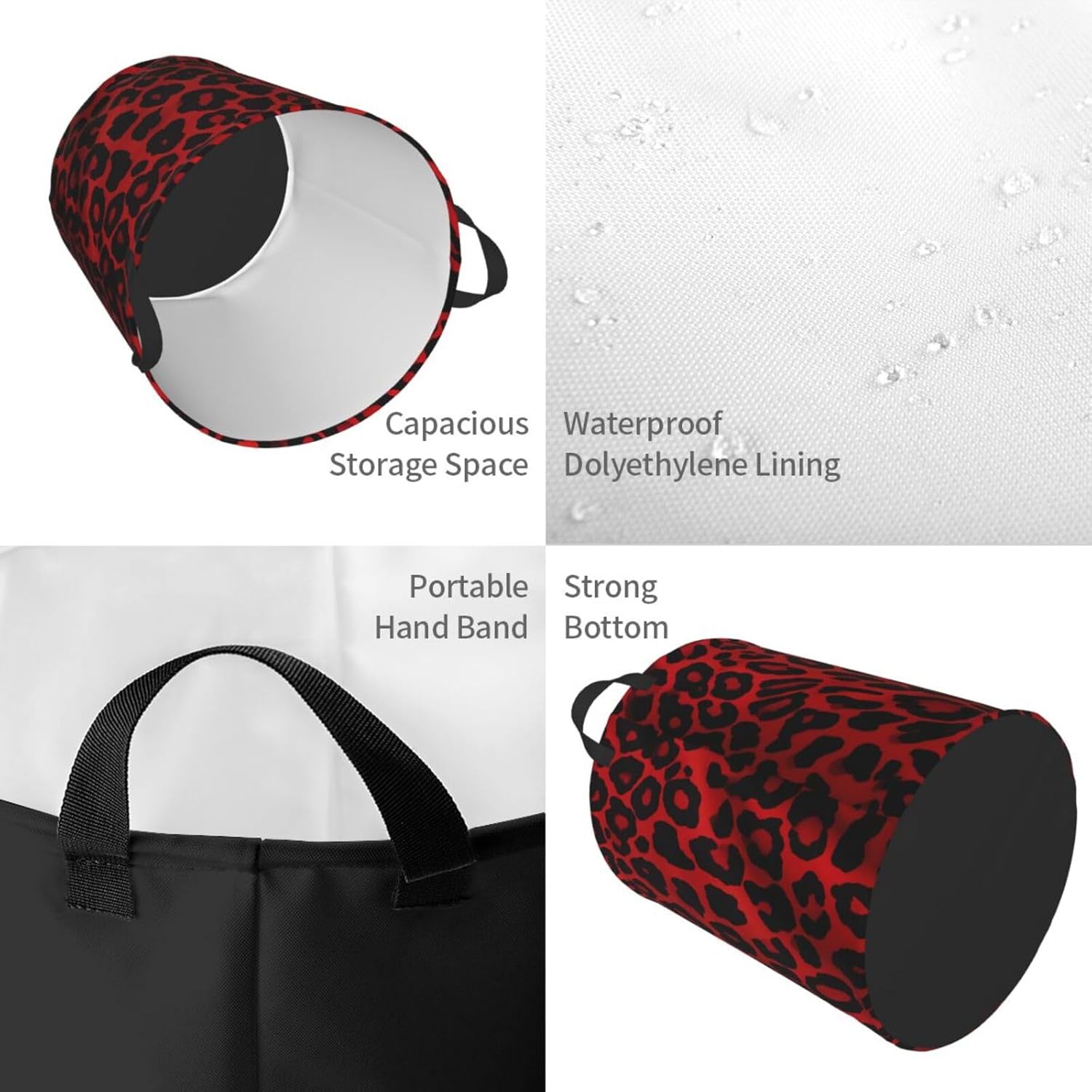 Large Laundry Basket Red Leopard Pattern