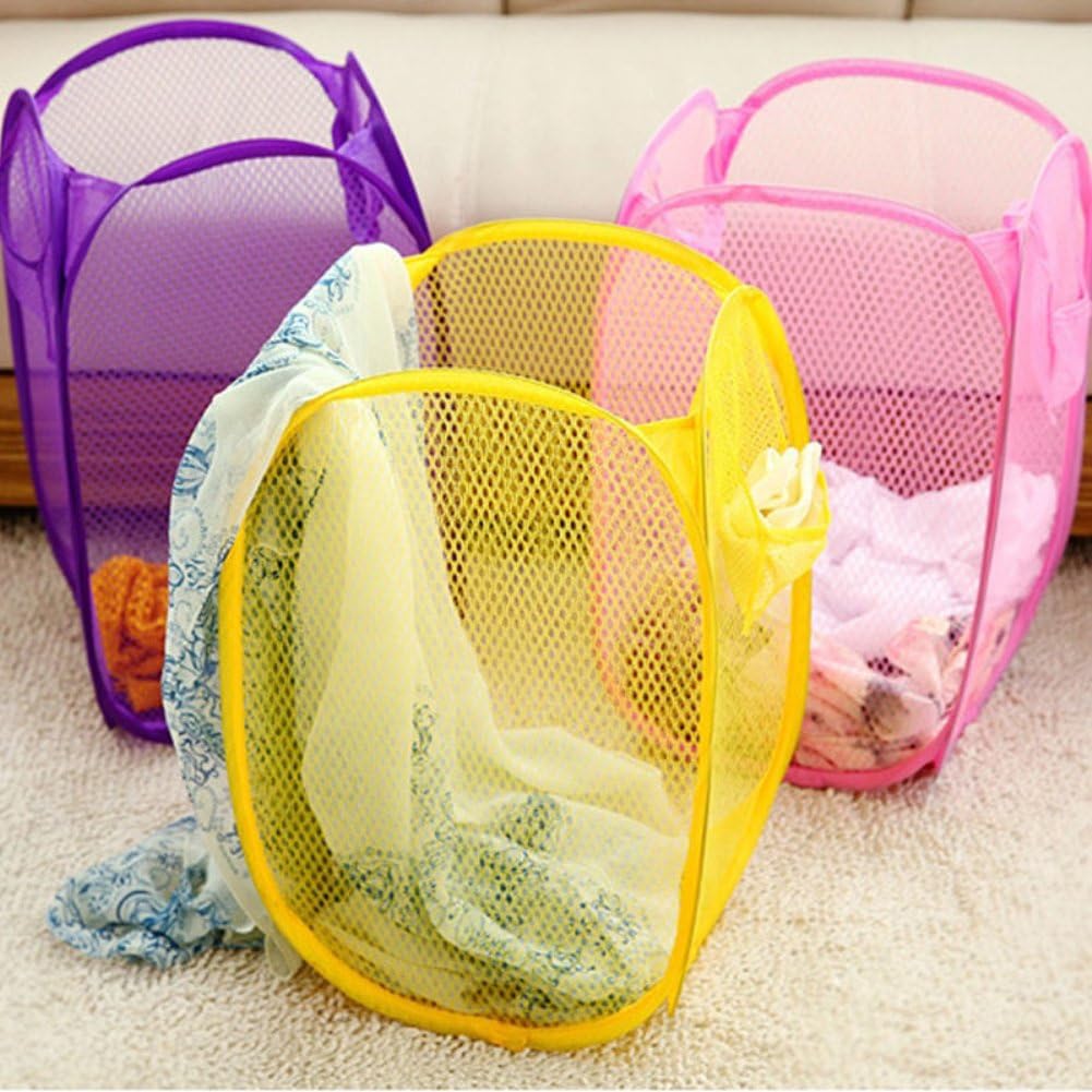 Foldable 52cm x 32cm x 37cm Mesh Laundry Bag with Handles Red