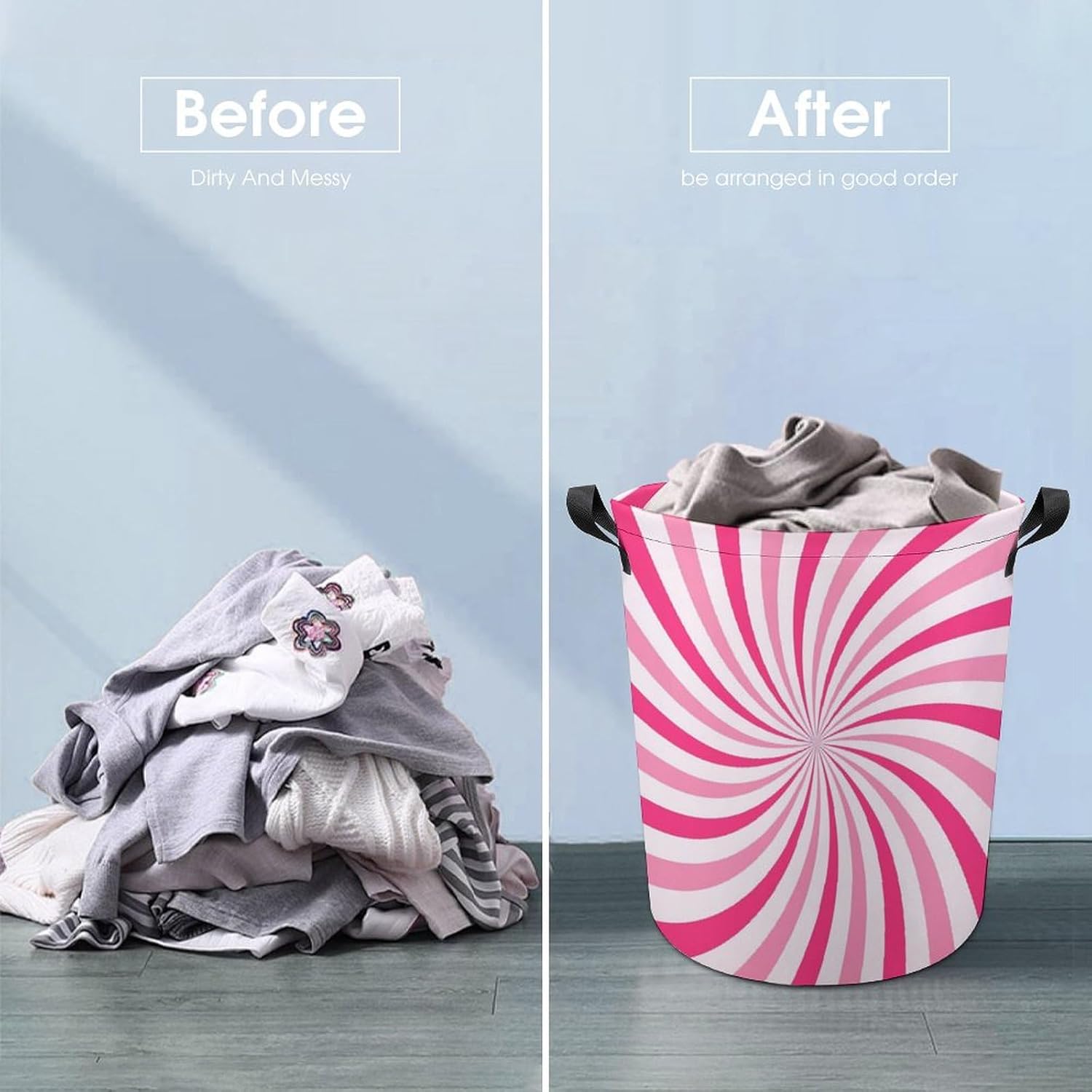 MEIKKO Pink Cream Candy Laundry Hamper