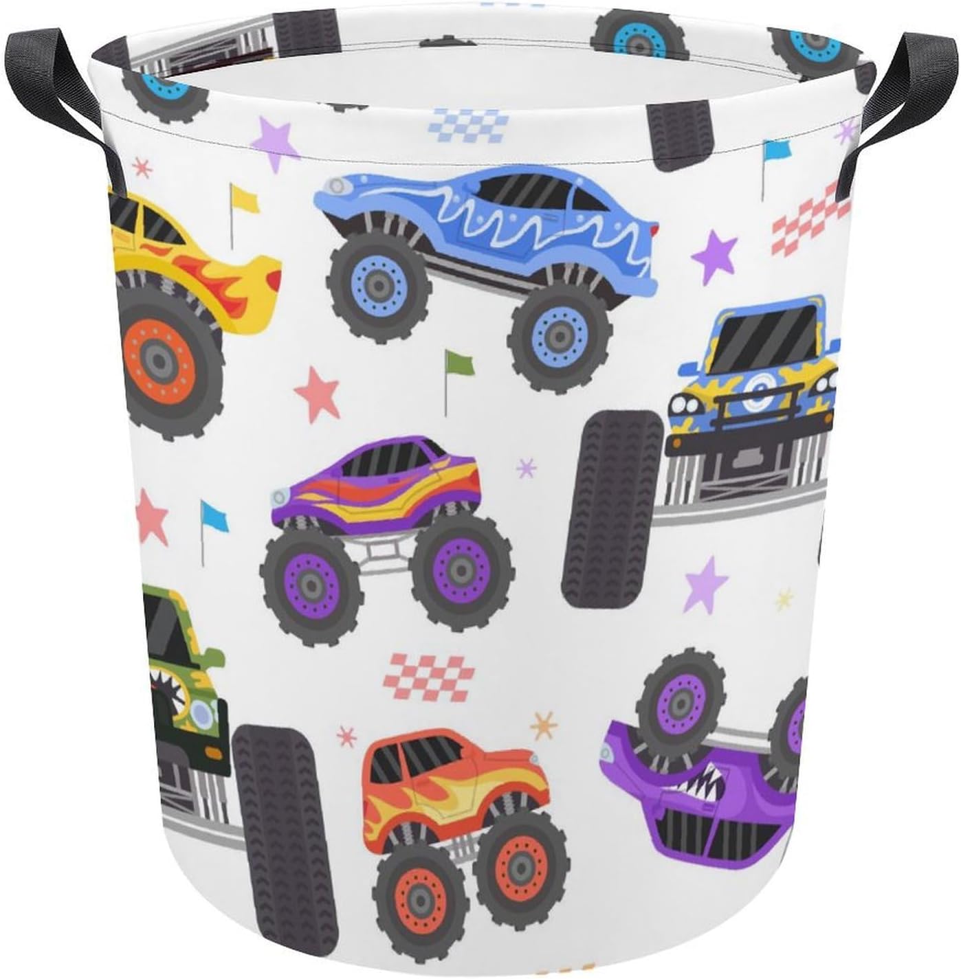 Cartoon Monster Trucks Water resistant Laundry Hamper