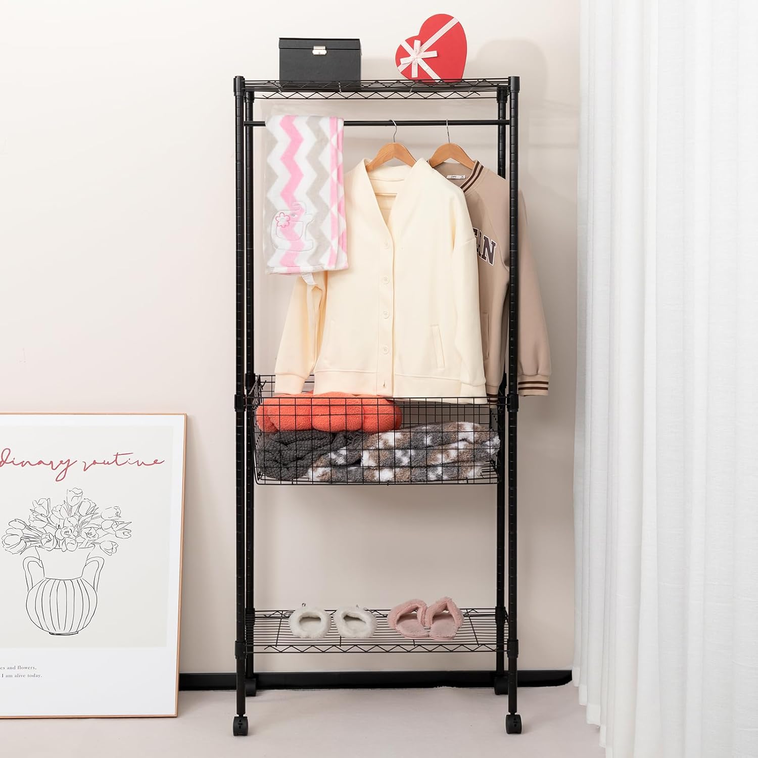 Clothes Hanger Basket Organizer