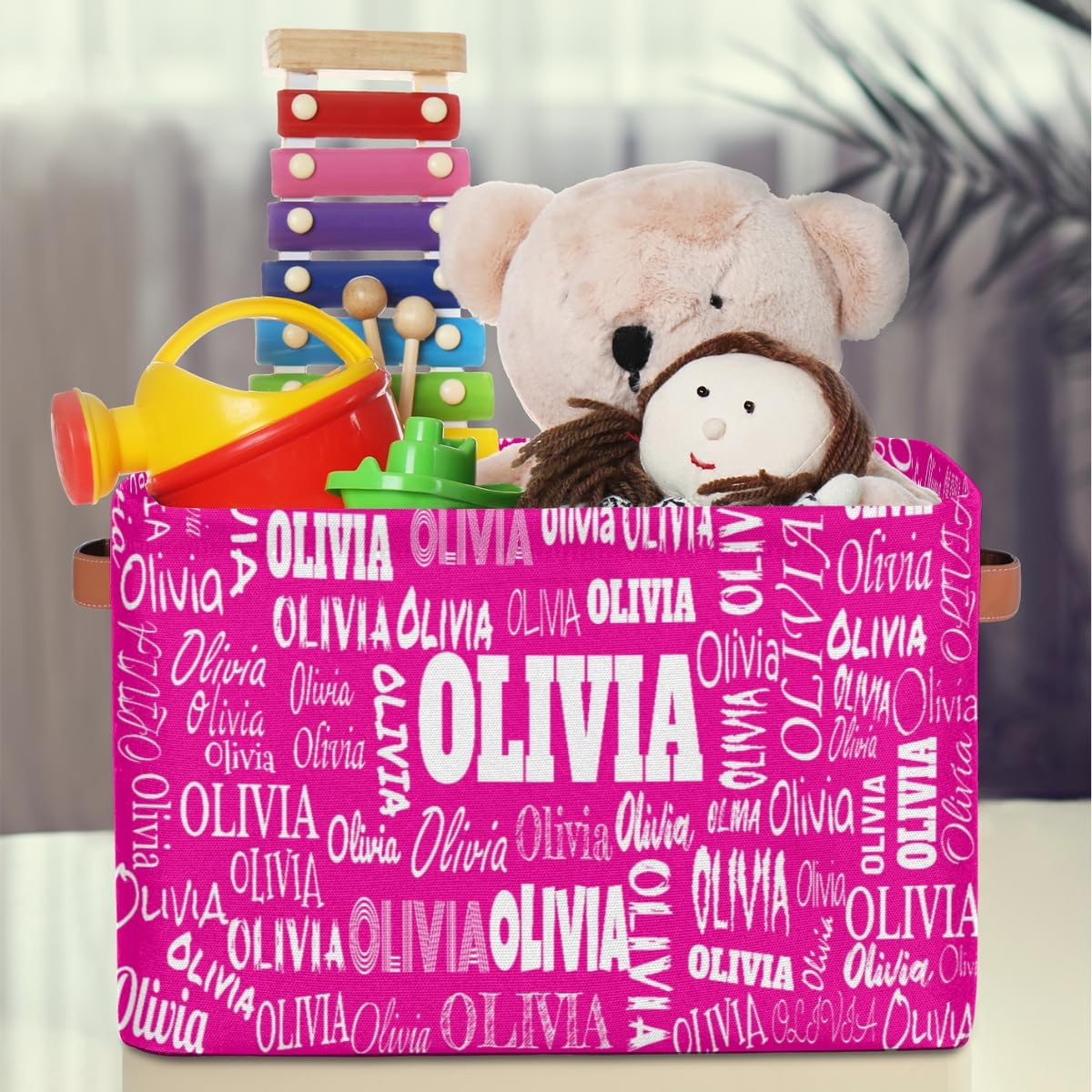 Personalized Storage Basket with Name Laundy Bin for Home Kitchen