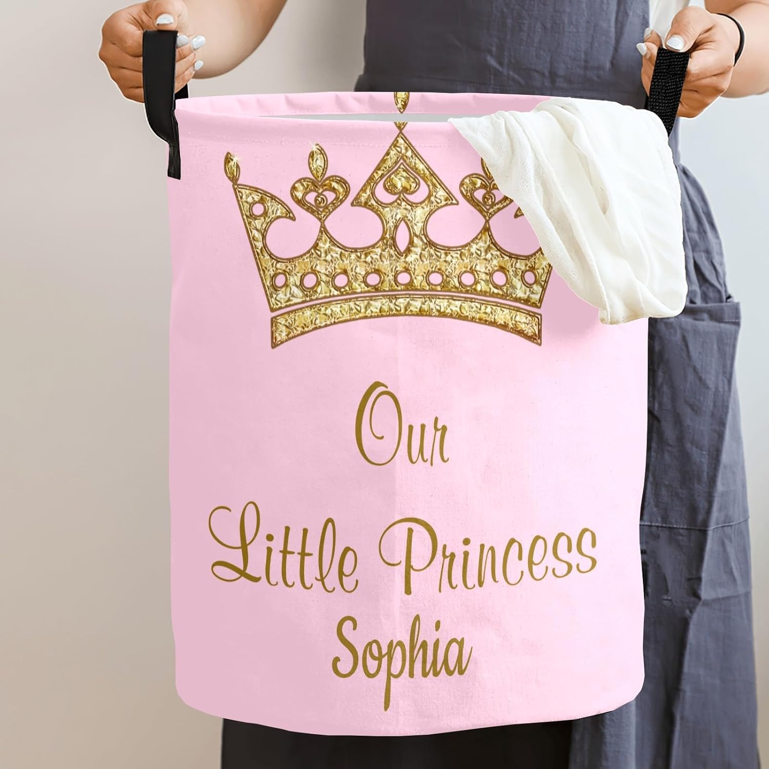 Our Little Princess Large Storage Laundry Basket Handle Included