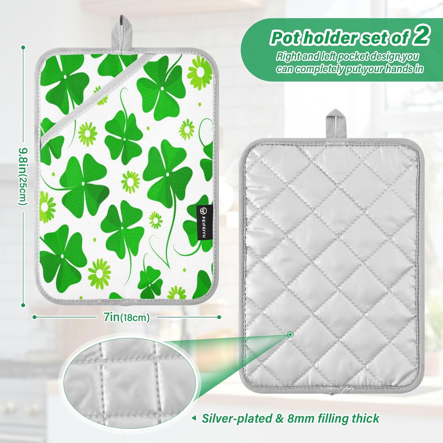 Kcldeci Spring Green 2-Pack Pot Holder Set