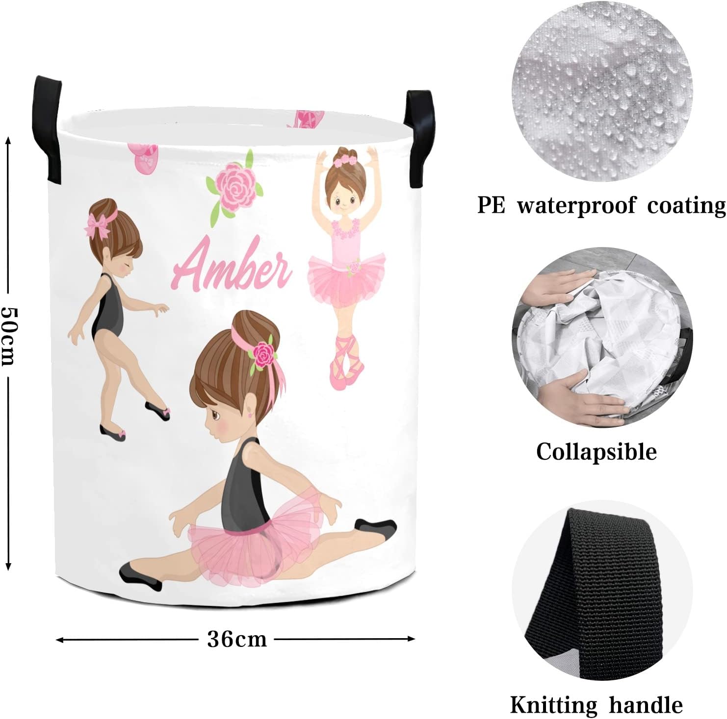 Personalized Ballet Storage Basket with Handles for Laundry