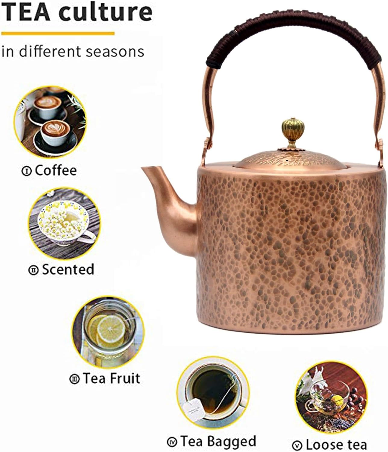 Pure Copper 676oz Tea Pot Stovetop Camping Safe Non-Magnetic Health Benefits