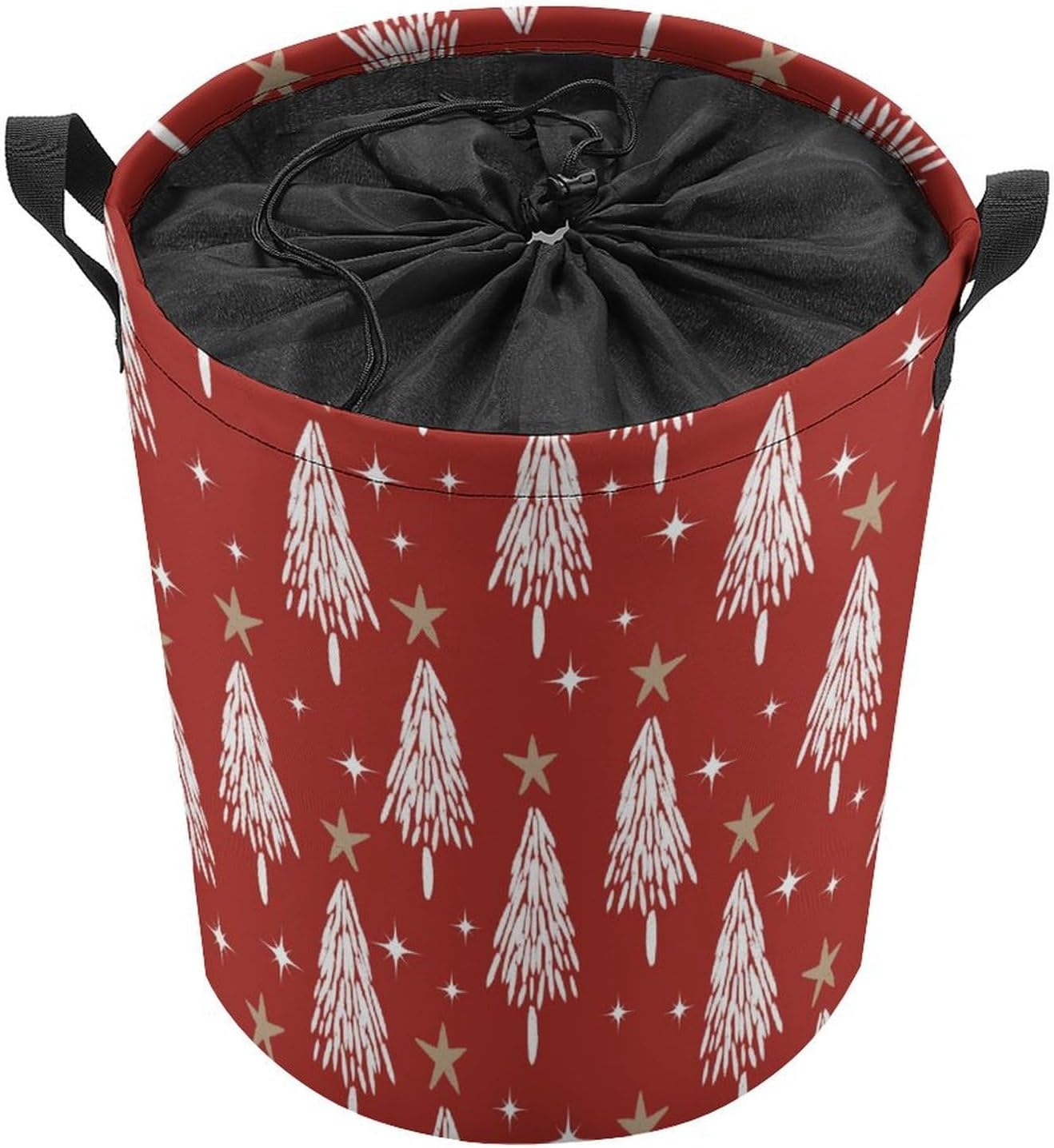 Red Christmas Trees Collapsible Star Laundry Hamper