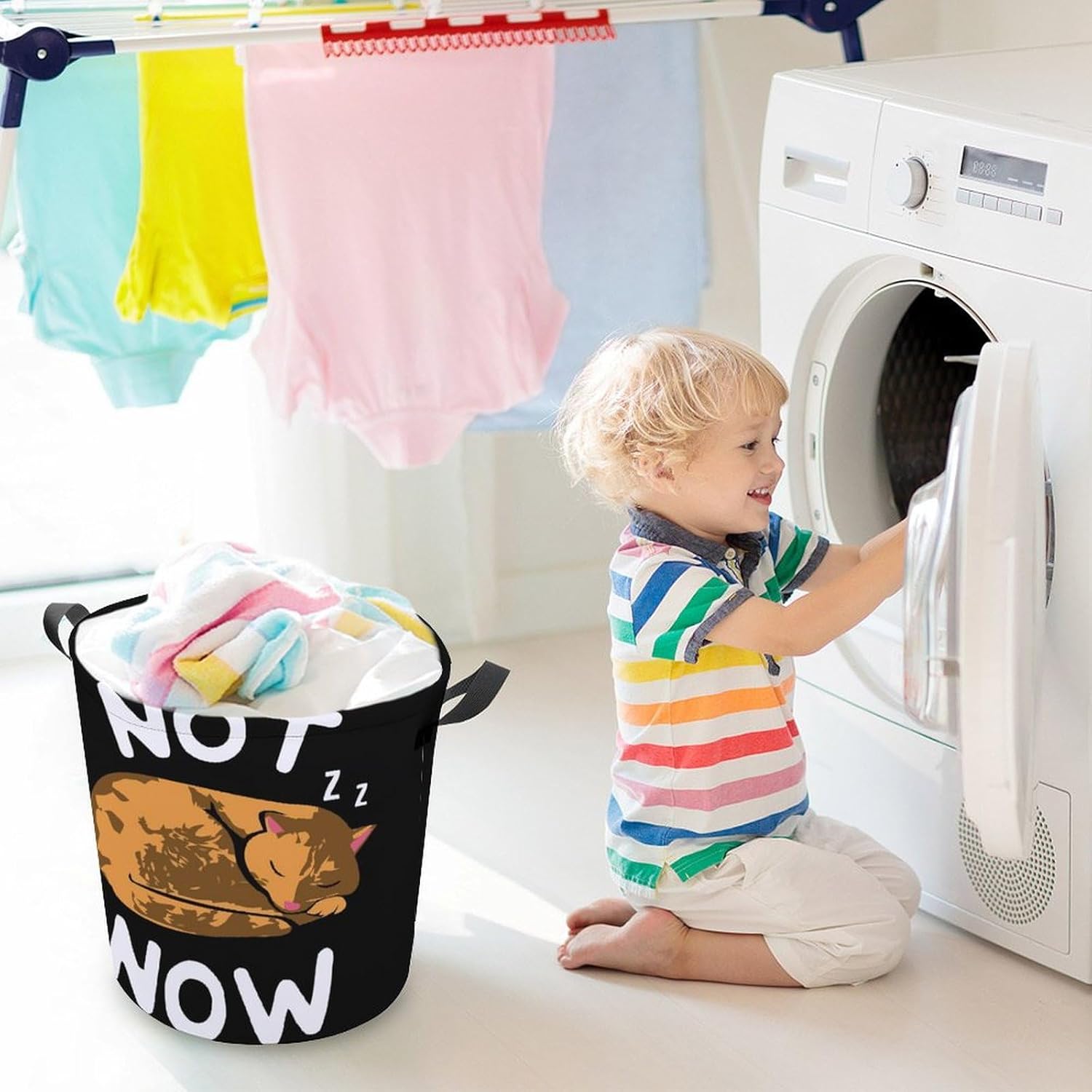 Cute Cat _lazy_ Laundry Basket Family and Travel-Friendly