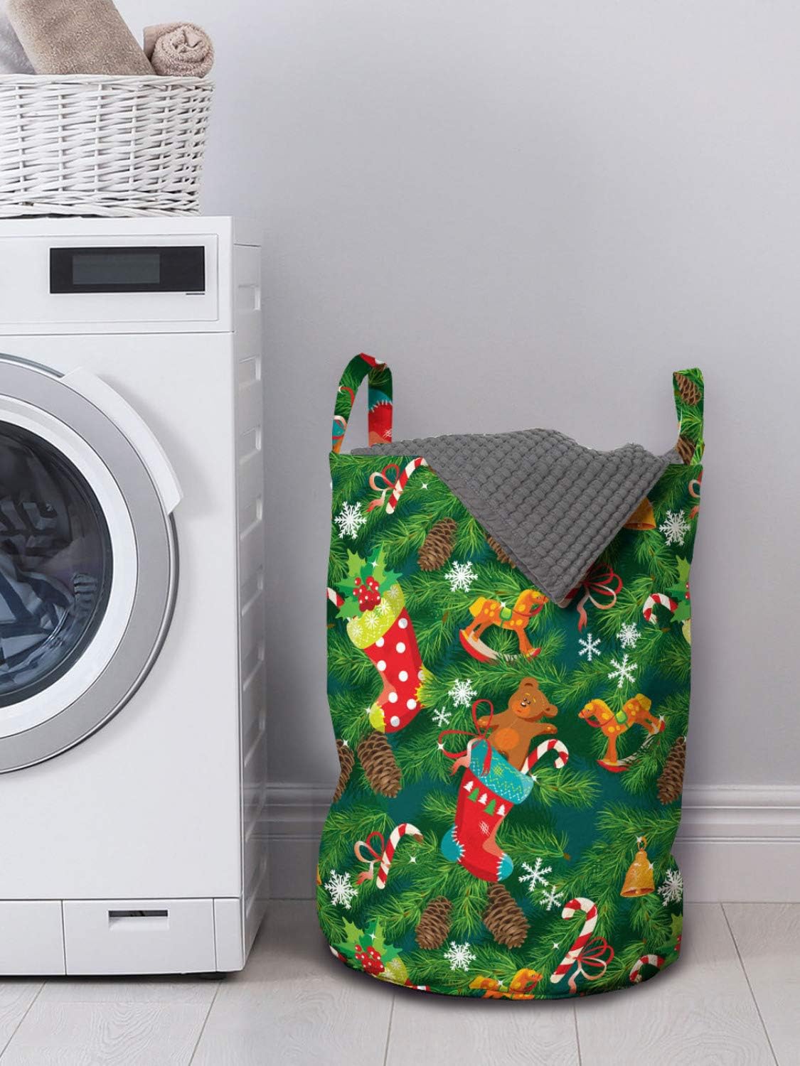Ambesonne Christmas Laundry Hamper Basket
