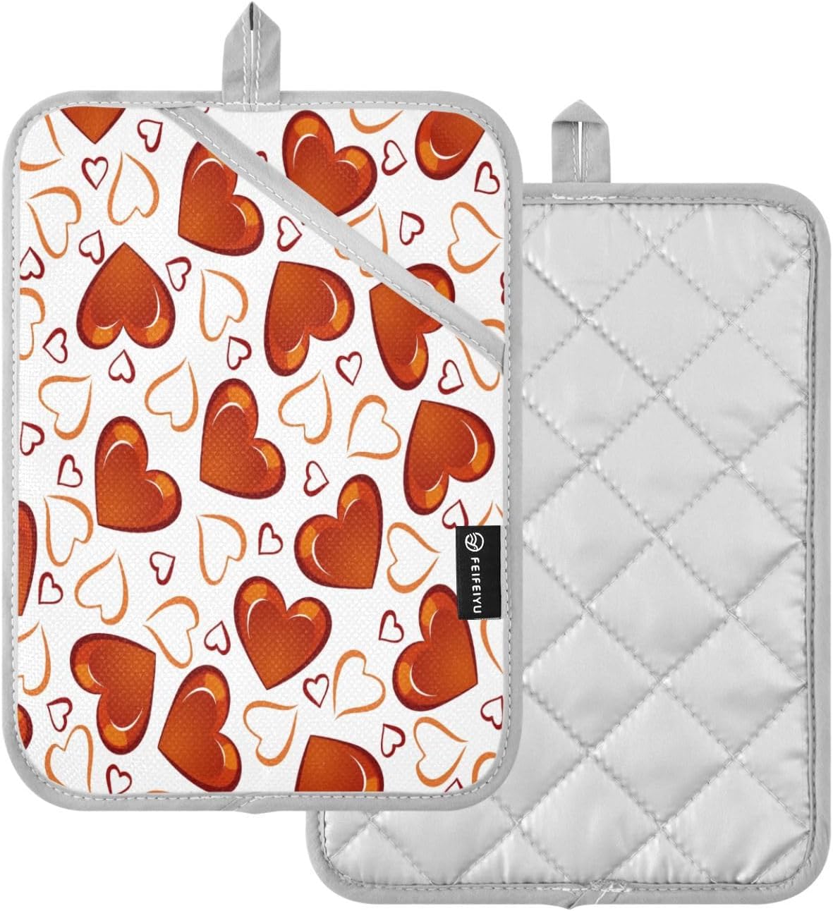 Red Hearts 2-Piece Set Thick and Durable Pot Holder Set