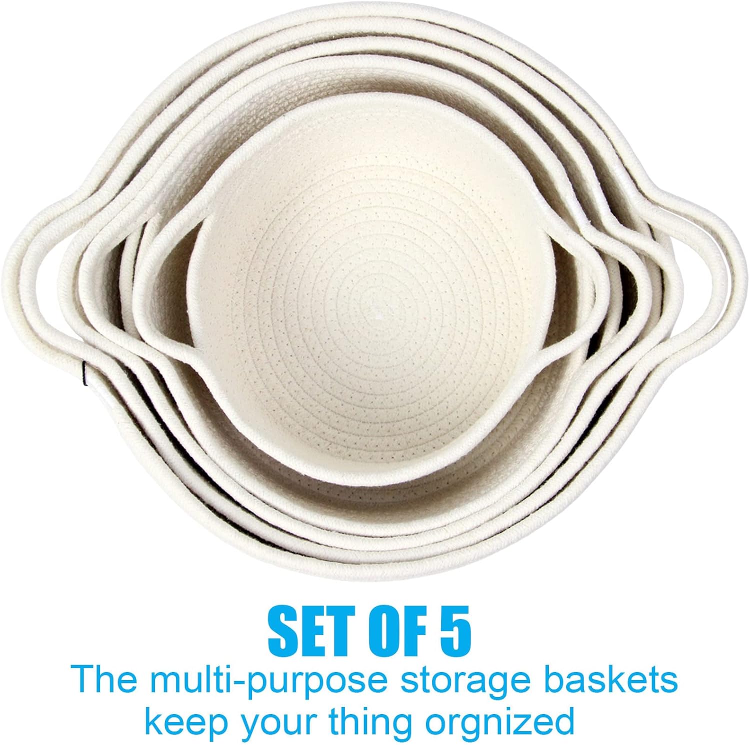 Casaphoria 5-Piece Cotton Rope Storage Baskets