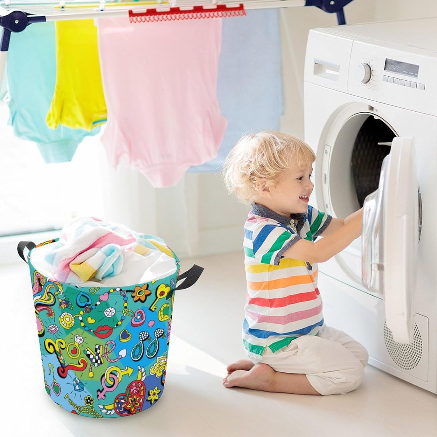 Join Our Retro Family Heart Laundry Hamper