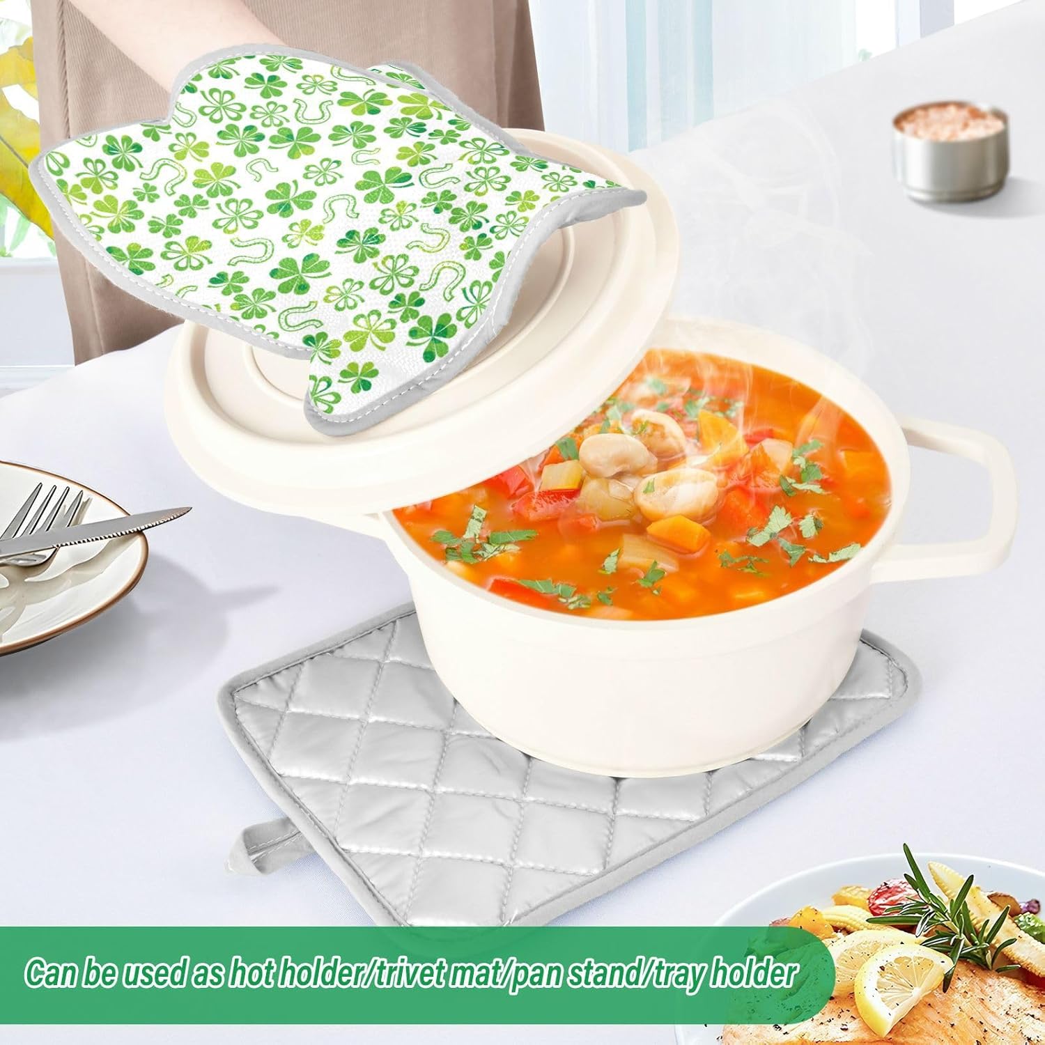 Kcldeci Green Shamrock Potholders 2-Pack