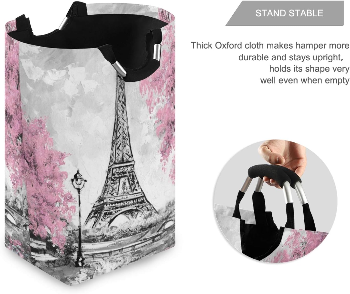 Xigua Pink Paris Tower Laundry Hamper