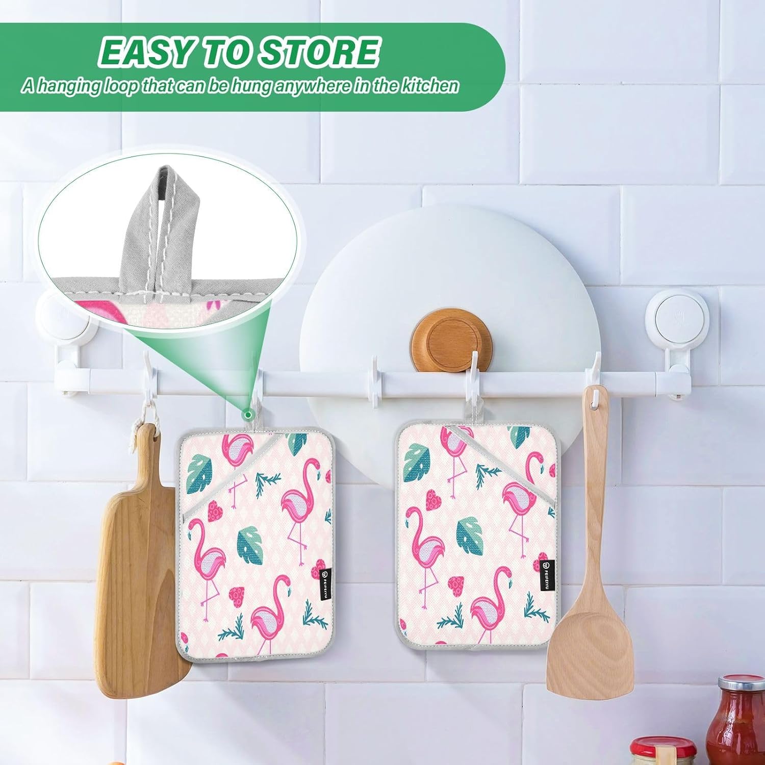Flamingo Heat-Resistant Potholder Set Protect Oo - Kitchen Essentials for Baking Cooks