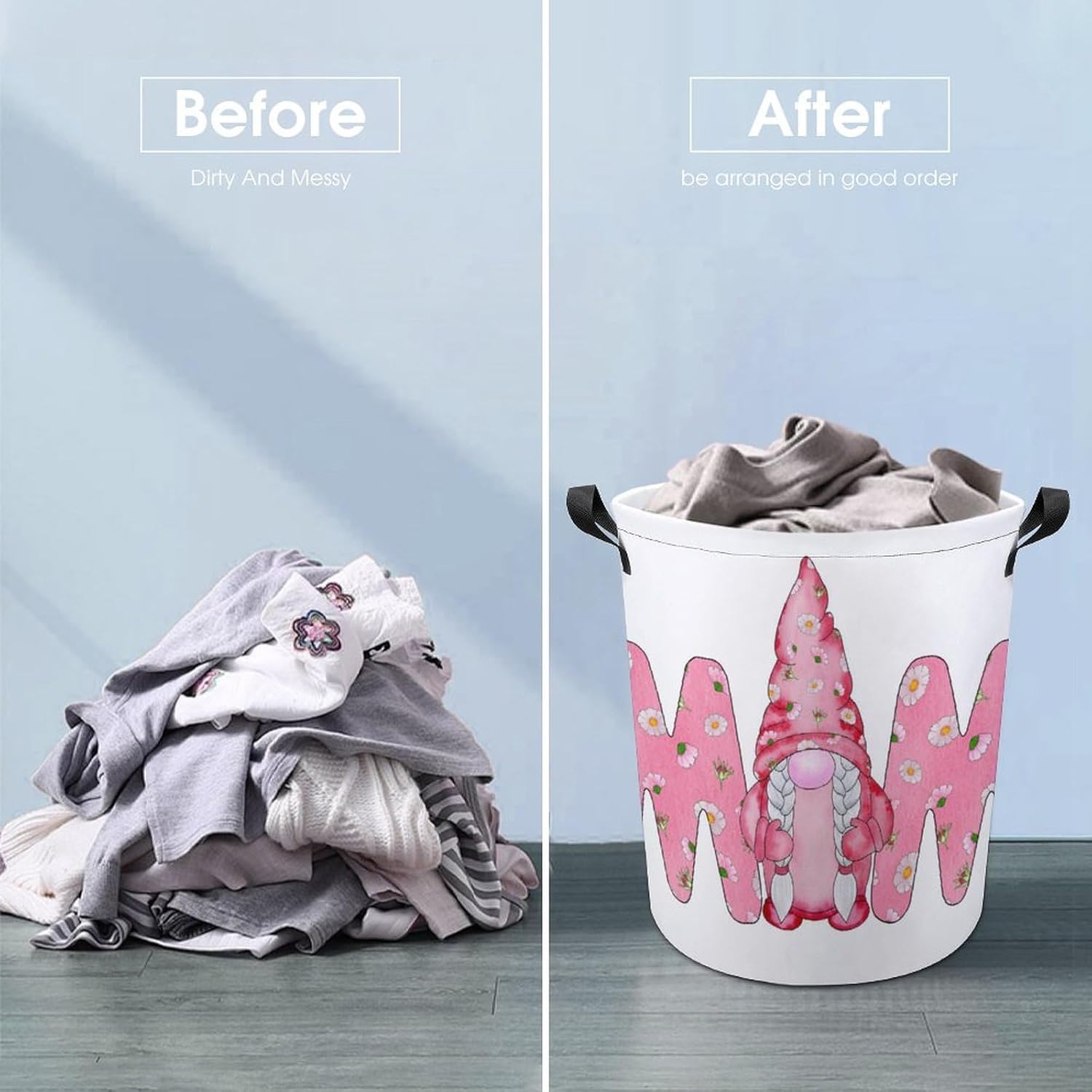 Colorful Watercolor Gnome Laundry Hamper