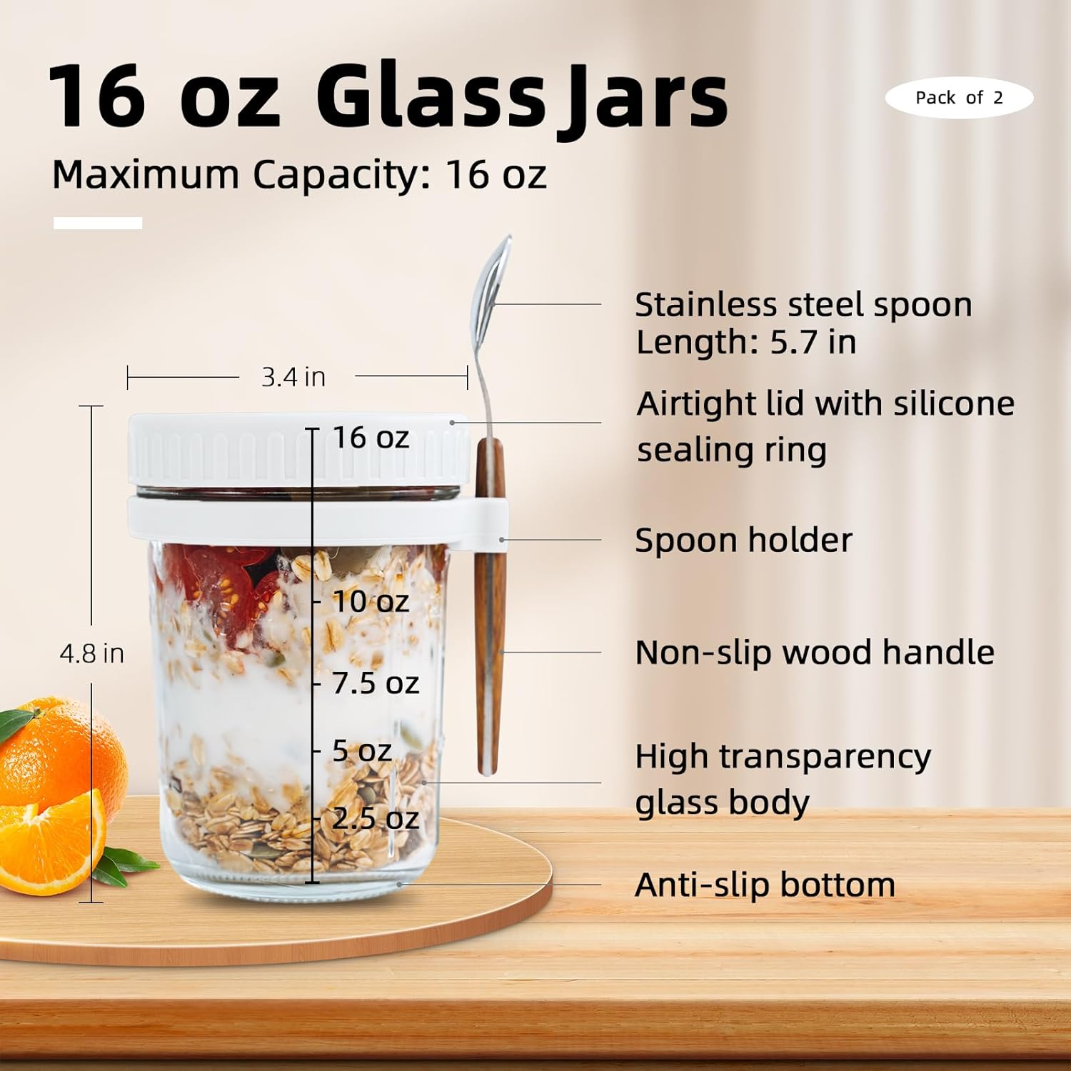 SMARCH Overnight Oats Jars