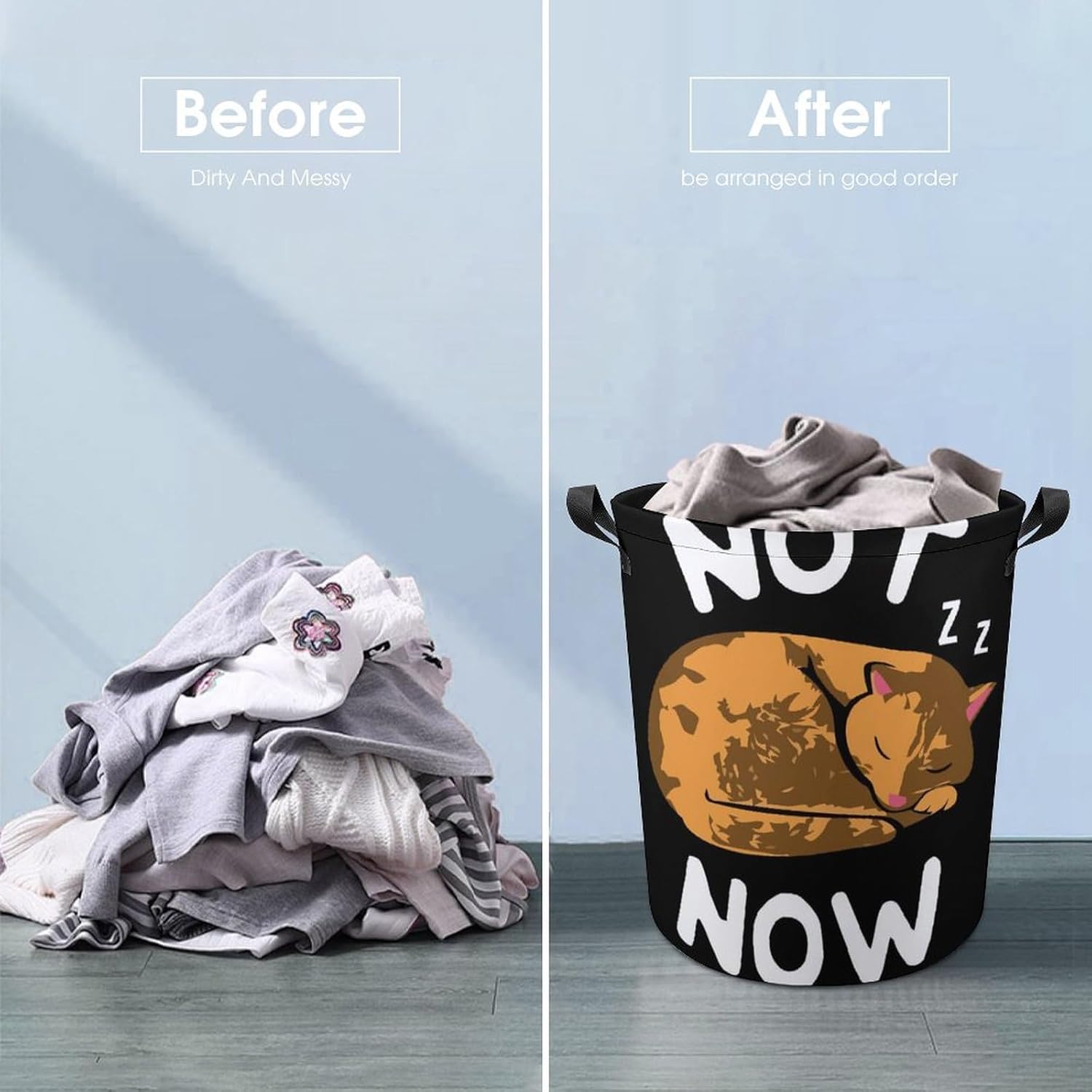 Cute Cat _lazy_ Laundry Basket Family and Travel-Friendly