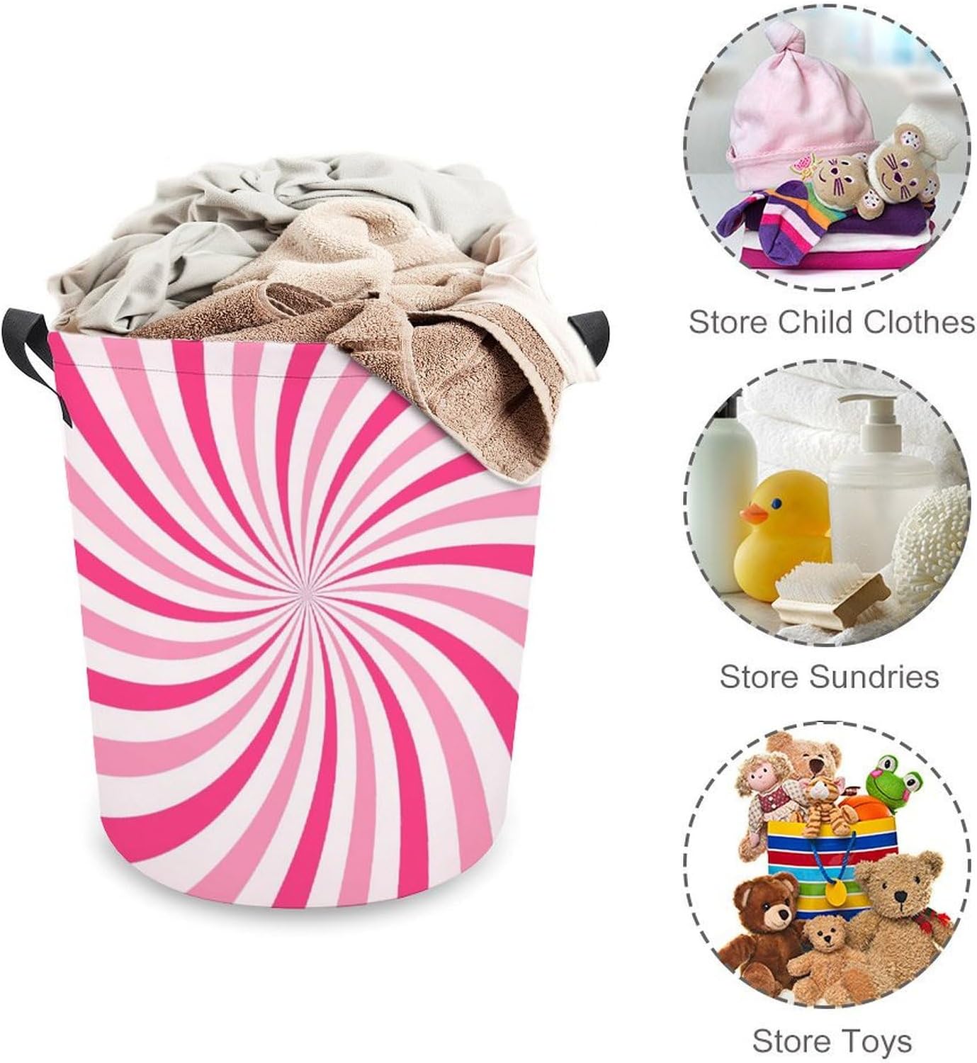 MEIKKO Pink Cream Candy Laundry Hamper