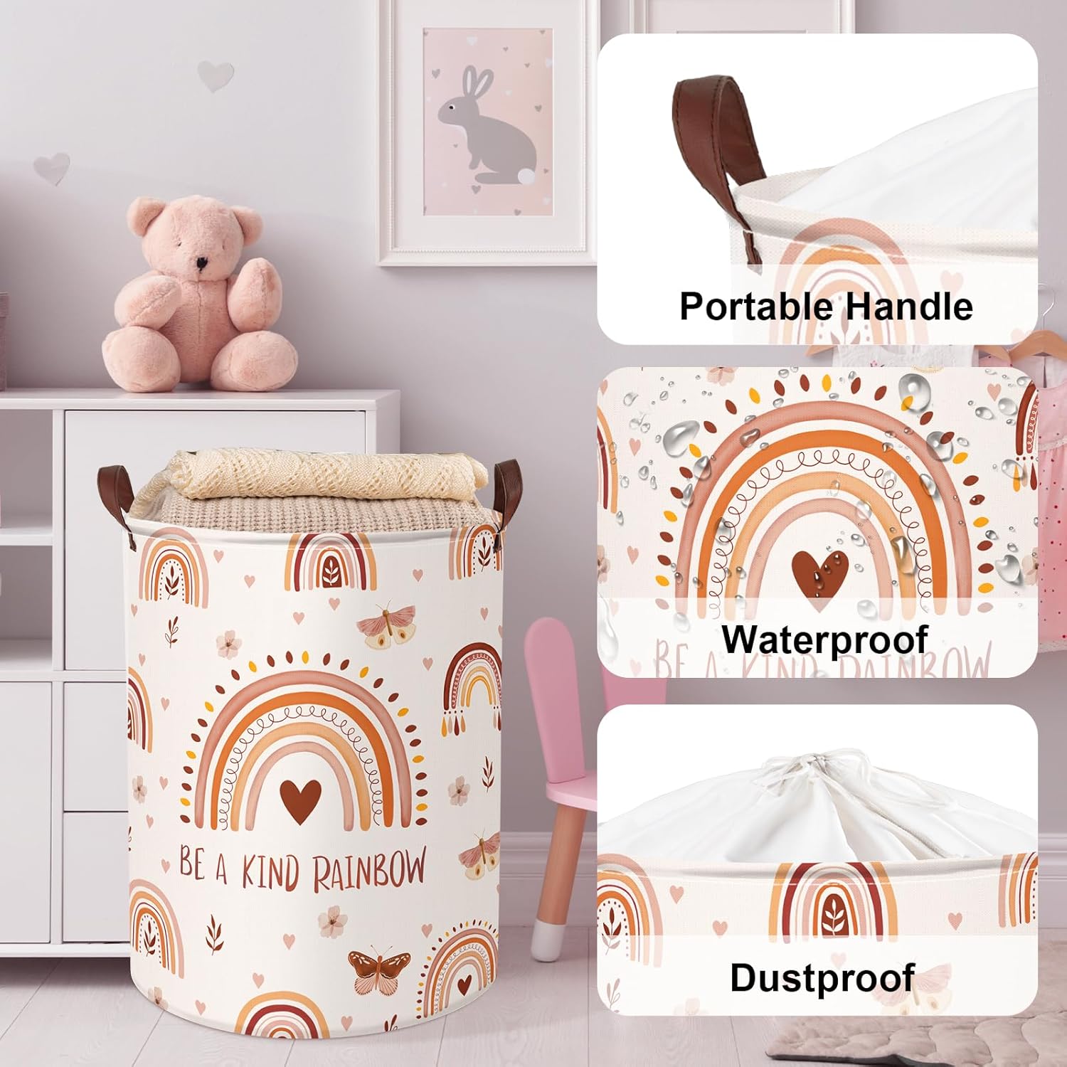 Clastyle Boho Pink Rainbow Laundry Hamper