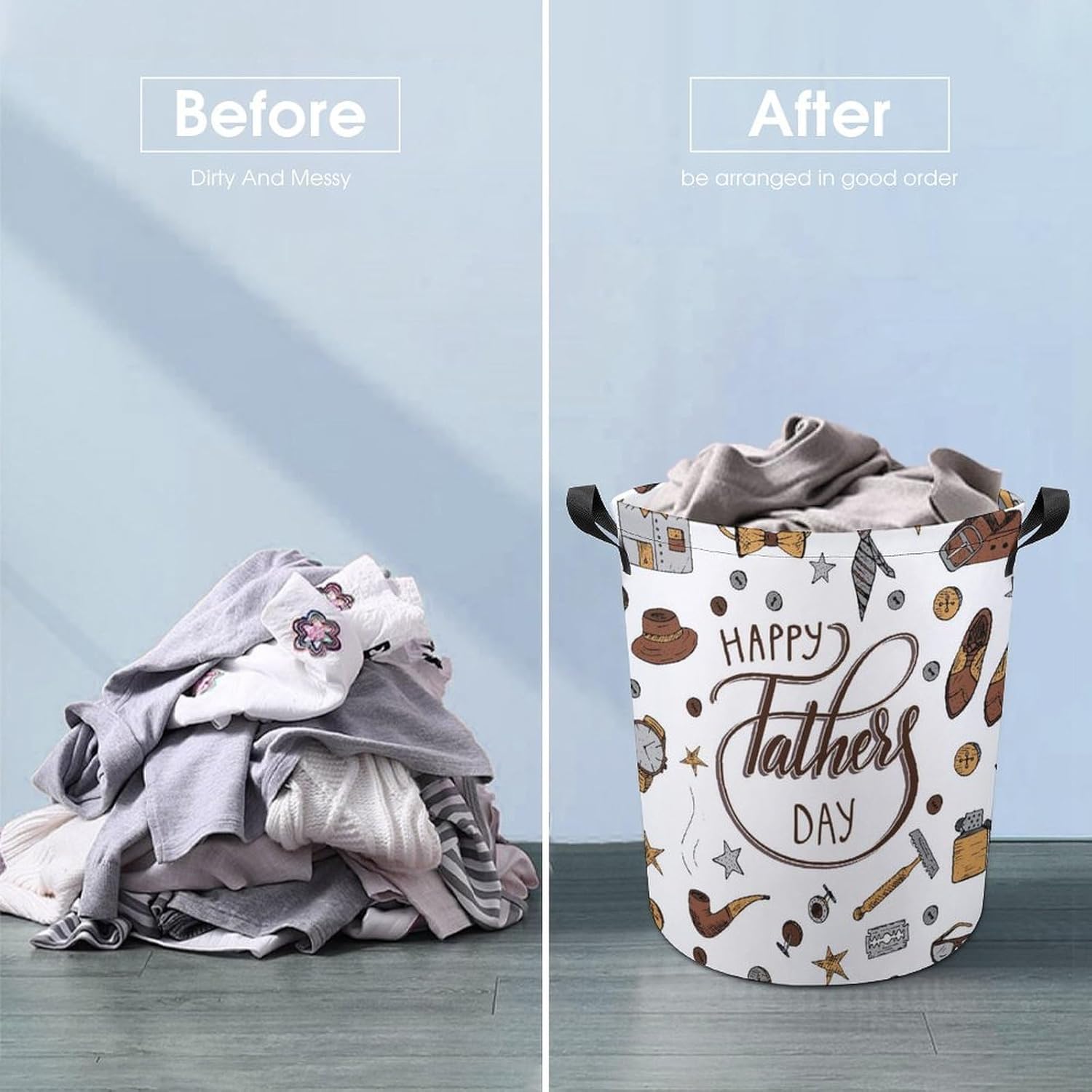Happy Fathers Day Cute Waterproof Laundry Hamper