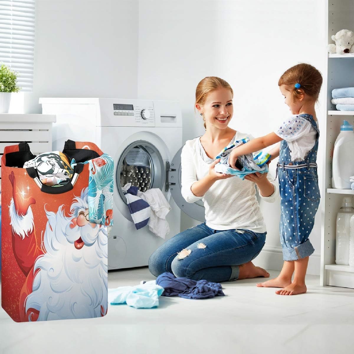 Collapsible Christmas Laundry Basket Durable with Handle and Large Capacity