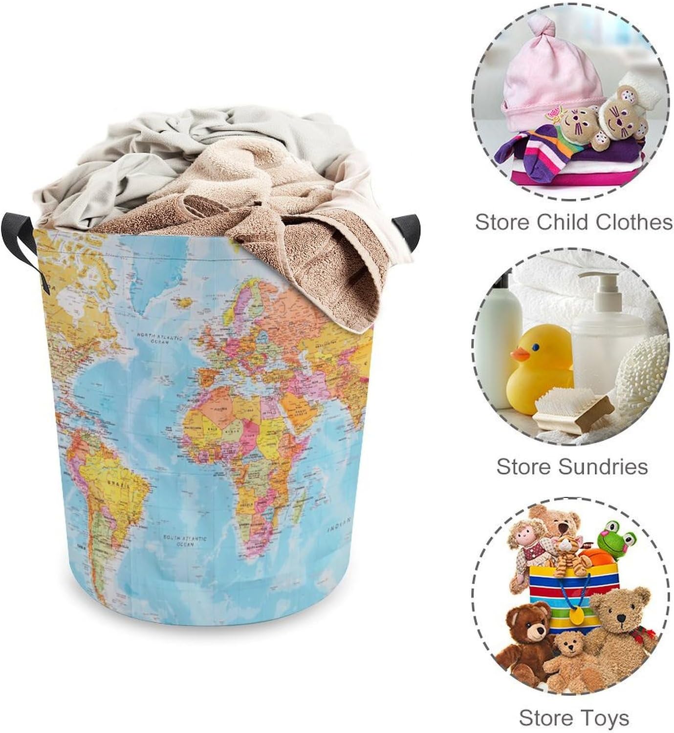 MEIKKO Map of The World Laundry Basket