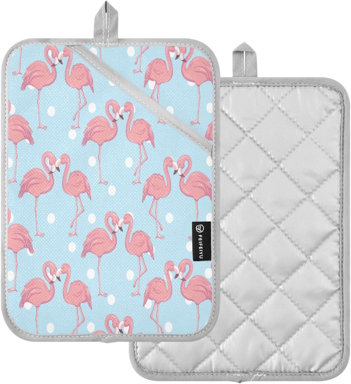 Durable Pink Flamingo Oven Mitts Heat Resistant Potholders for Kitchen