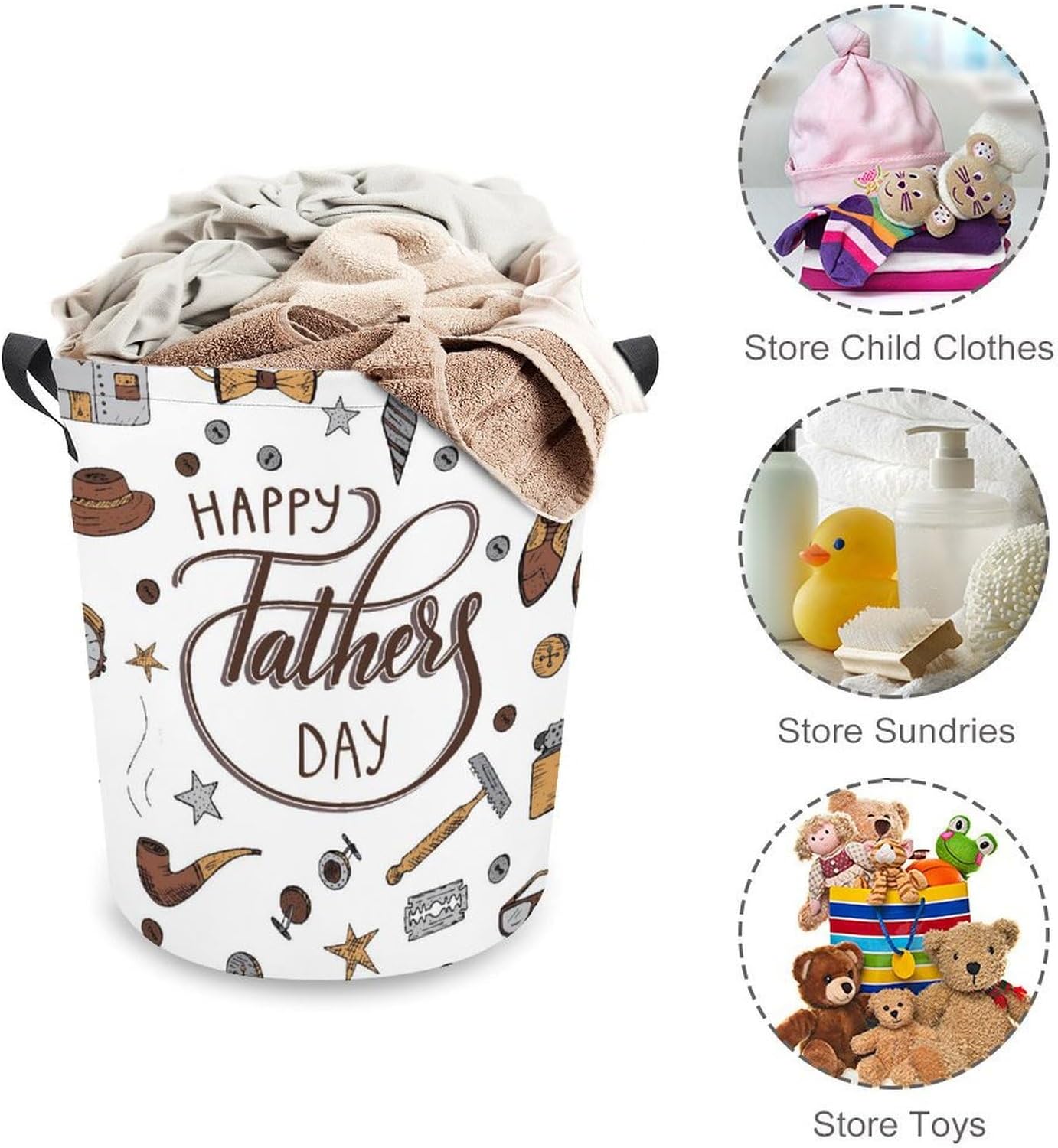 Happy Fathers Day Cute Waterproof Laundry Hamper