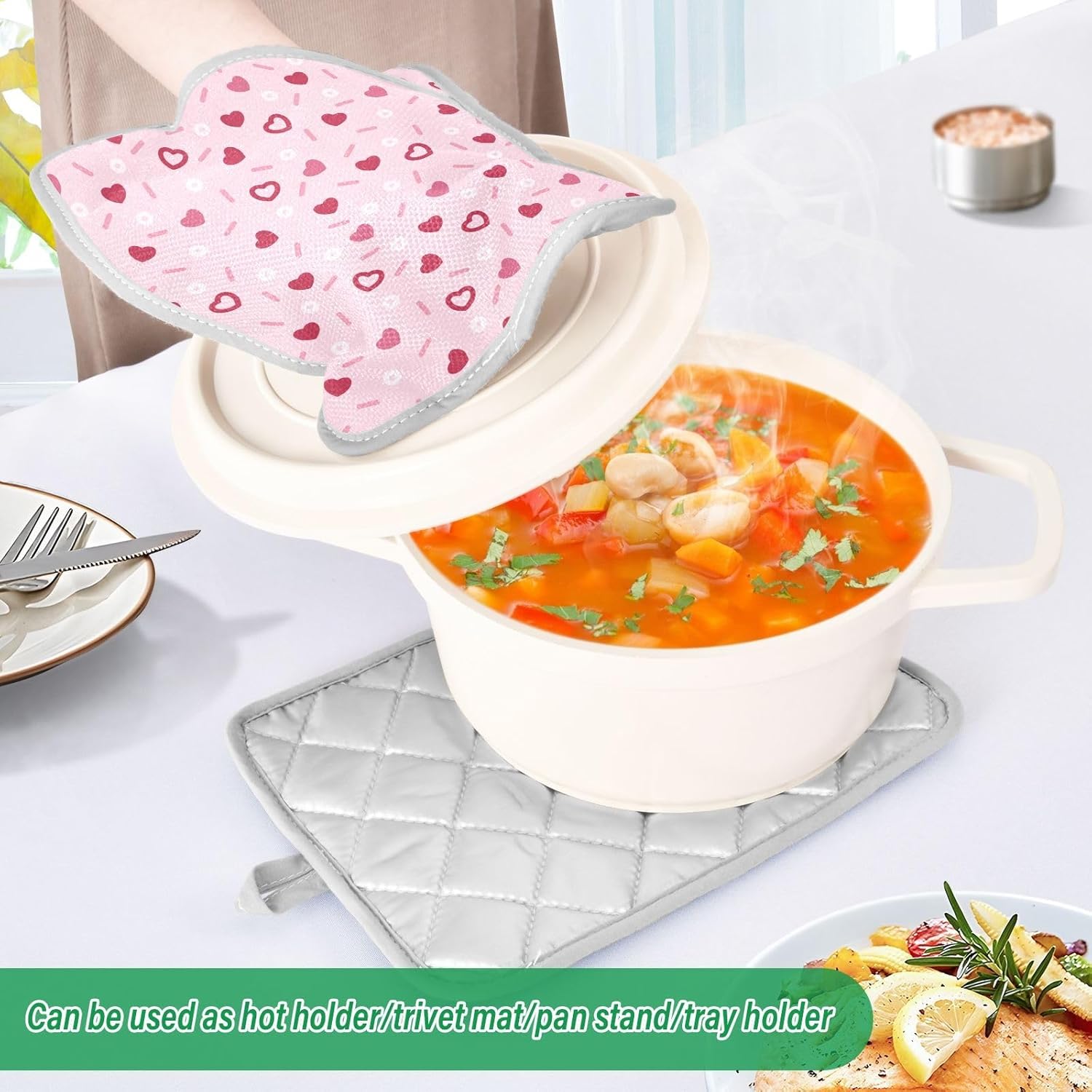 Pink Love Hearts Pot Holder Set