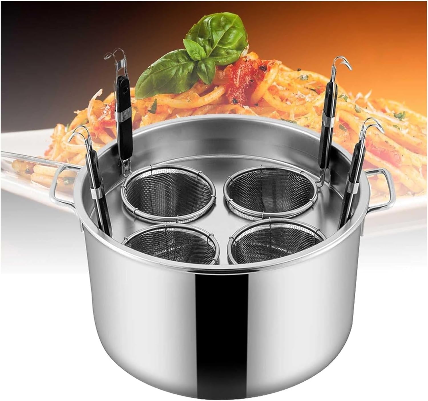DAOUXIAOSP Pasta Cooker Set with 4 Strainer Baskets